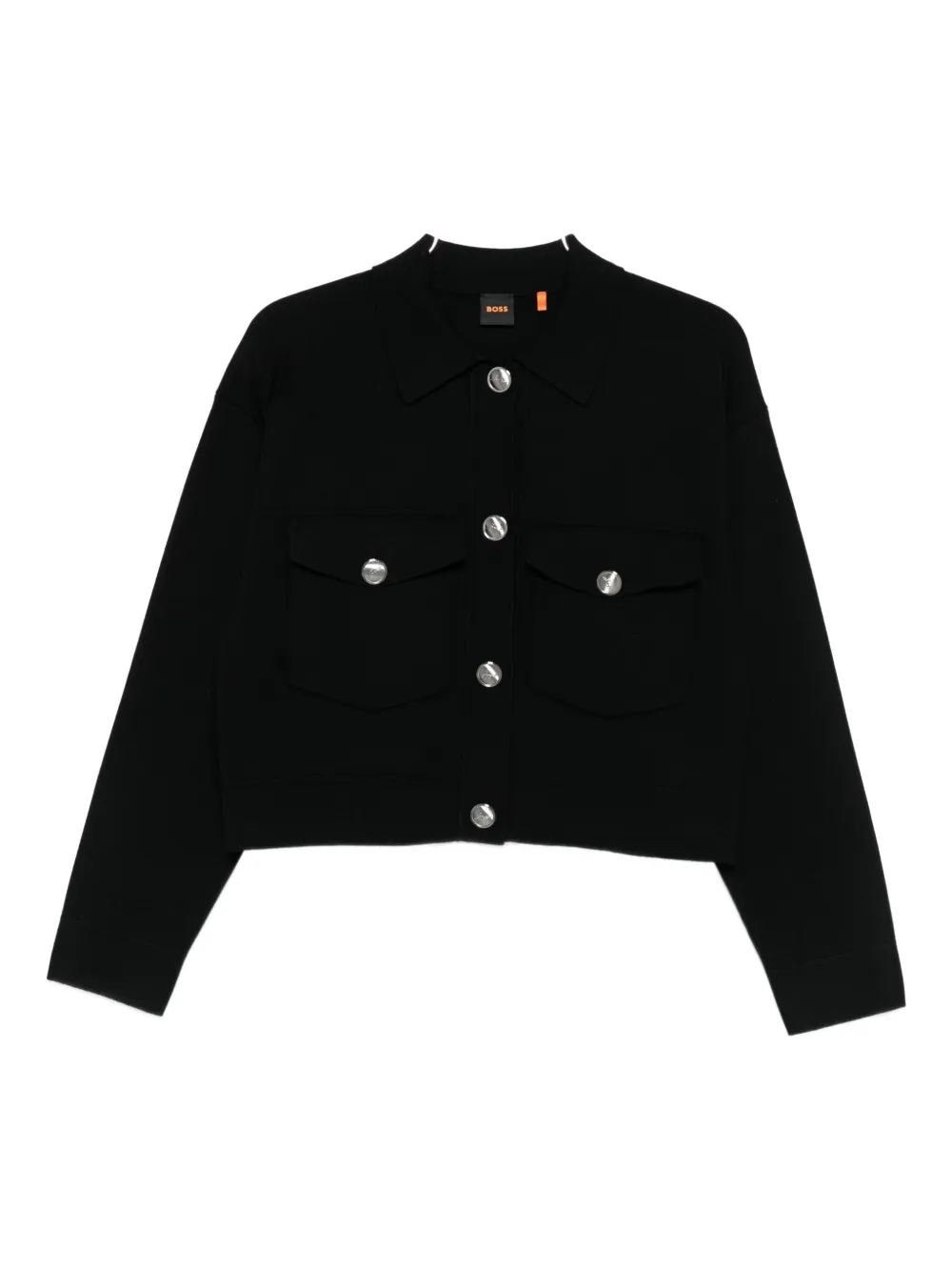 Hugo Boss Flap-pocket Button-front Cardigan In Black