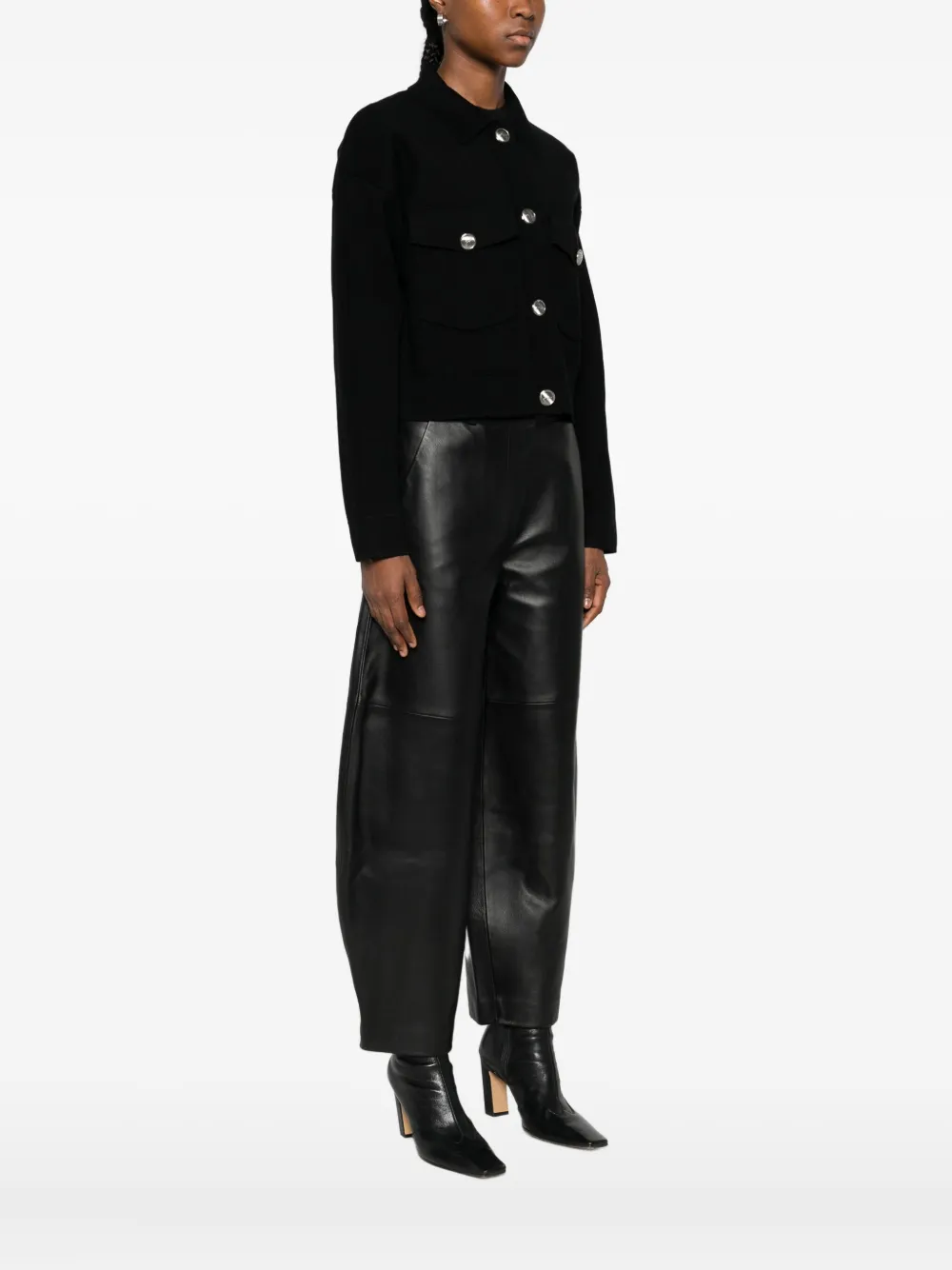 Hugo Boss Flap-pocket Button-front Cardigan In Black