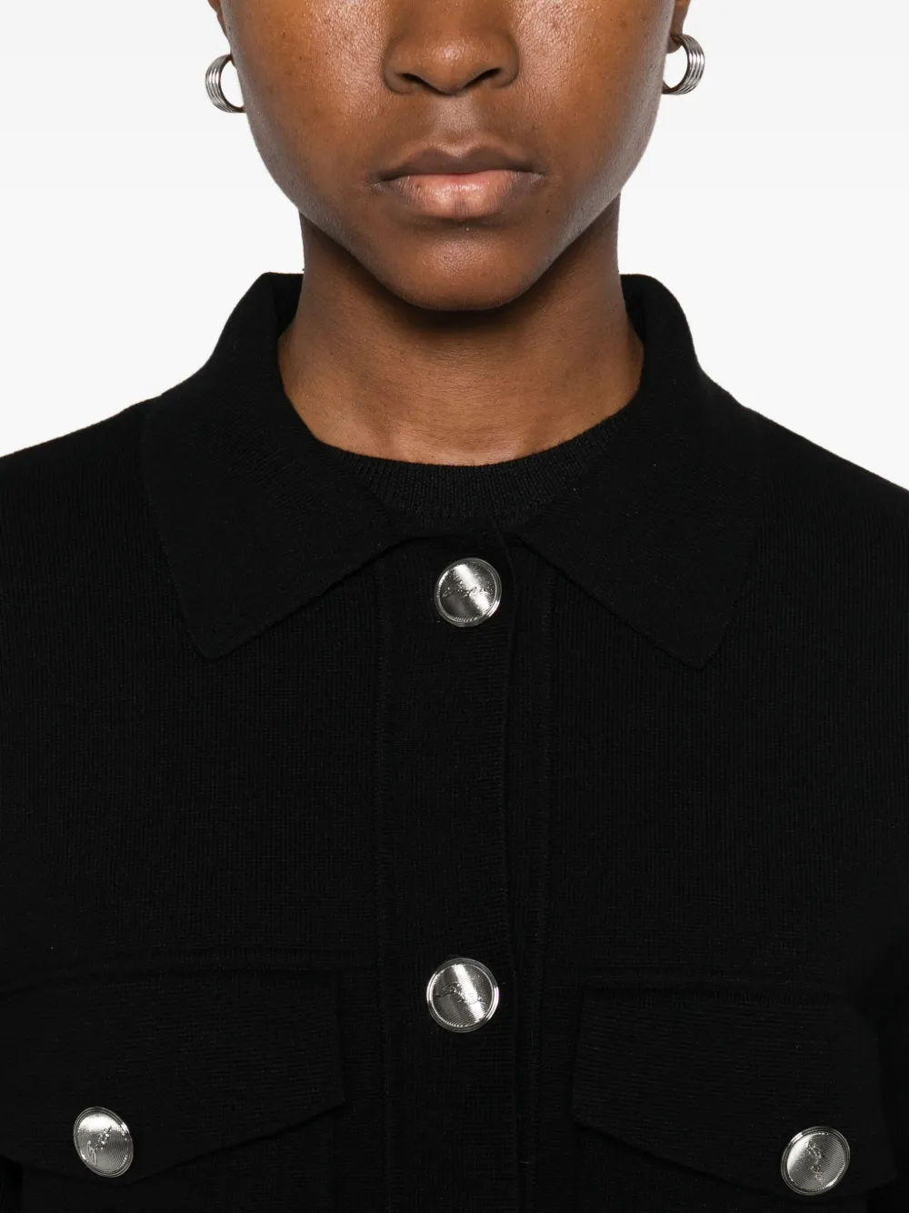 Hugo Boss Flap-pocket Button-front Cardigan In Black