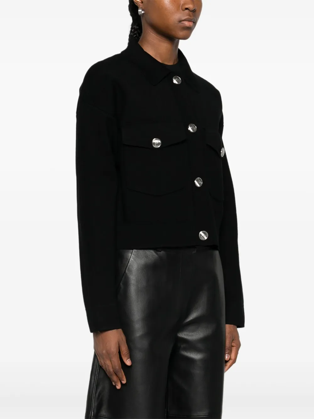 BOSS Vest met klepzak en knopen Zwart