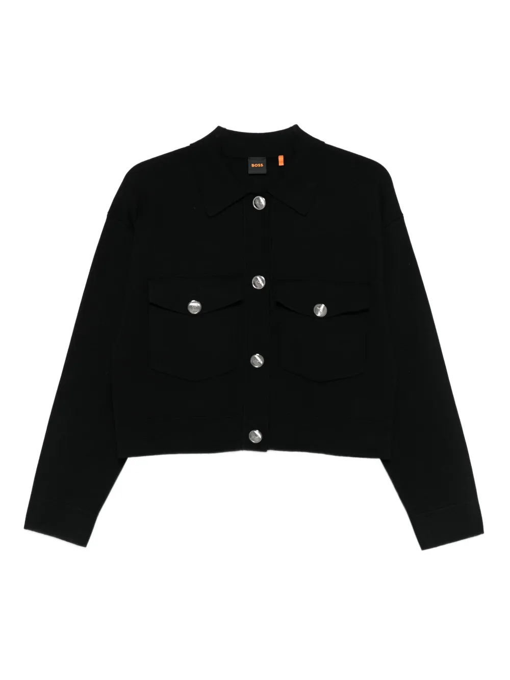 BOSS flap-pocket button-front cardigan | Black | Image 1
