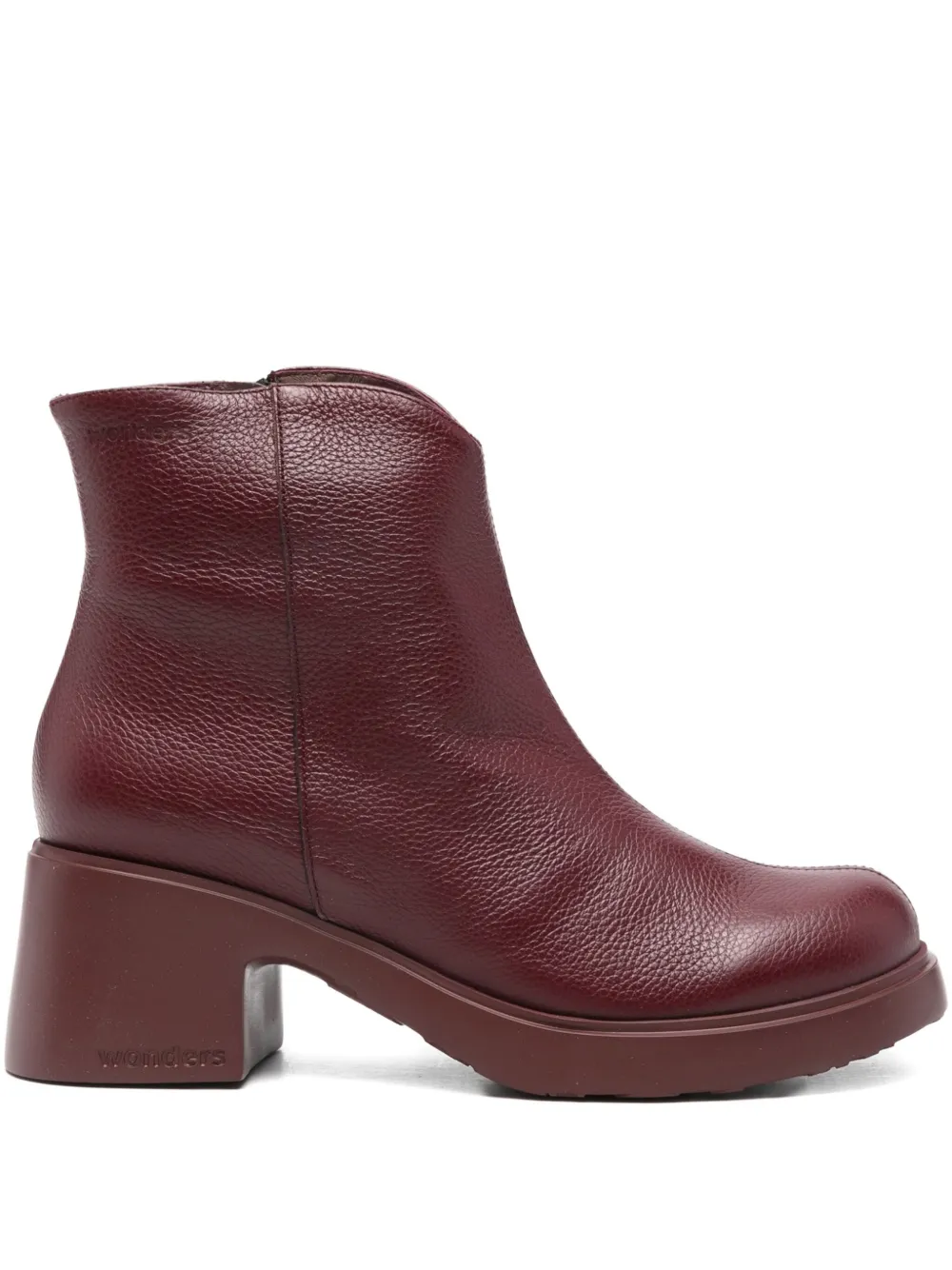 Wonders 60mm Leather Block-heel Ankle Boots In Red