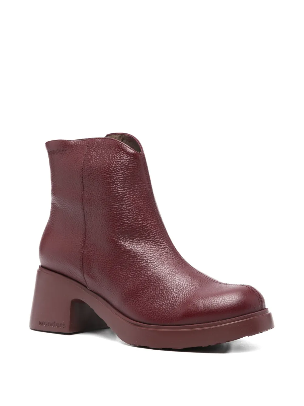 Wonders 60mm Leather Block-heel Ankle Boots In Red