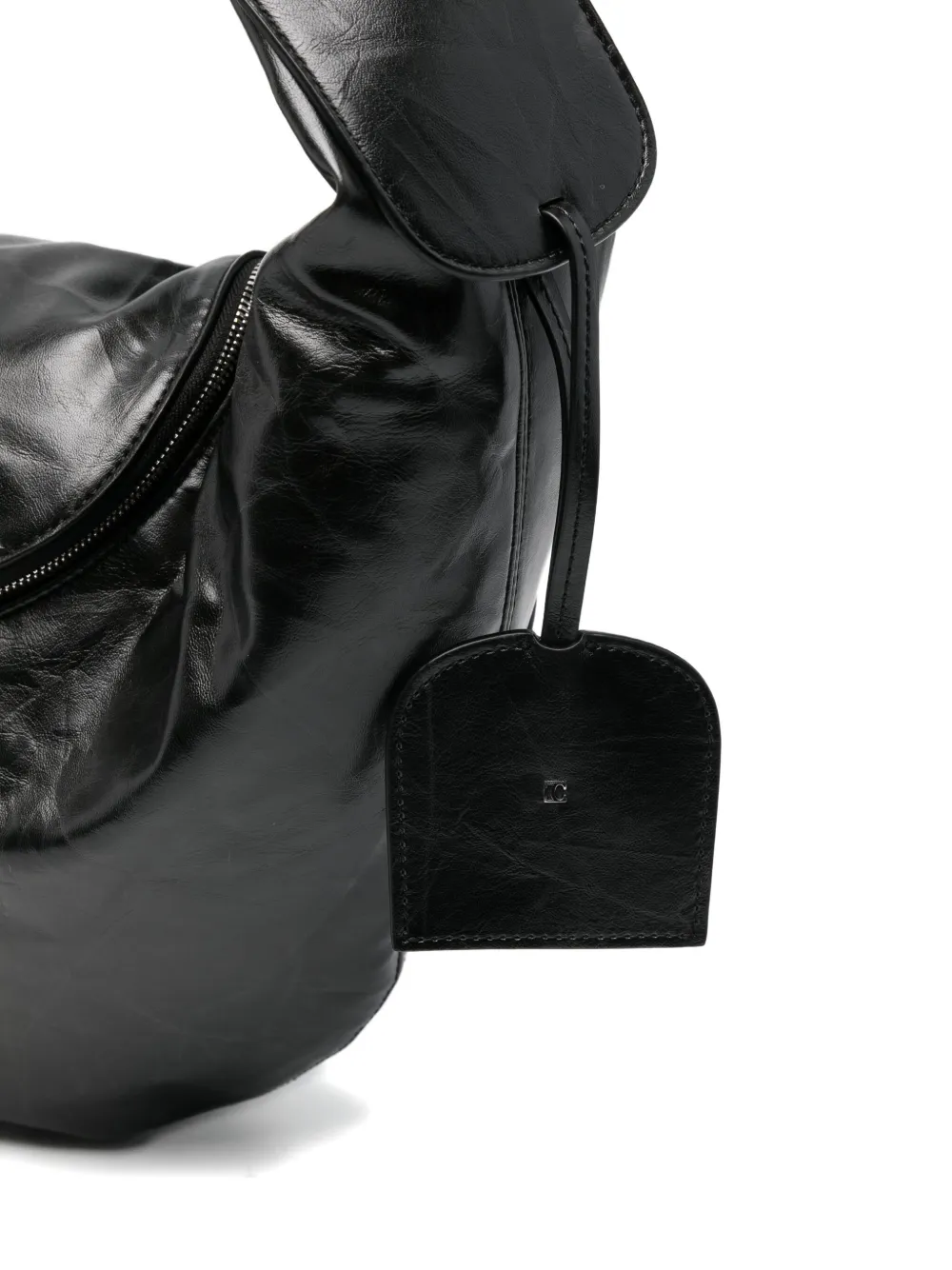 Low Classic Curved Zip Shoulder Bag In Black