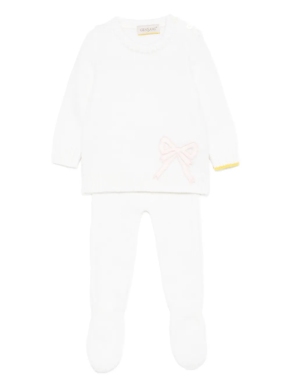 Gensami kids embroidered bow babywear set | White | Image 1