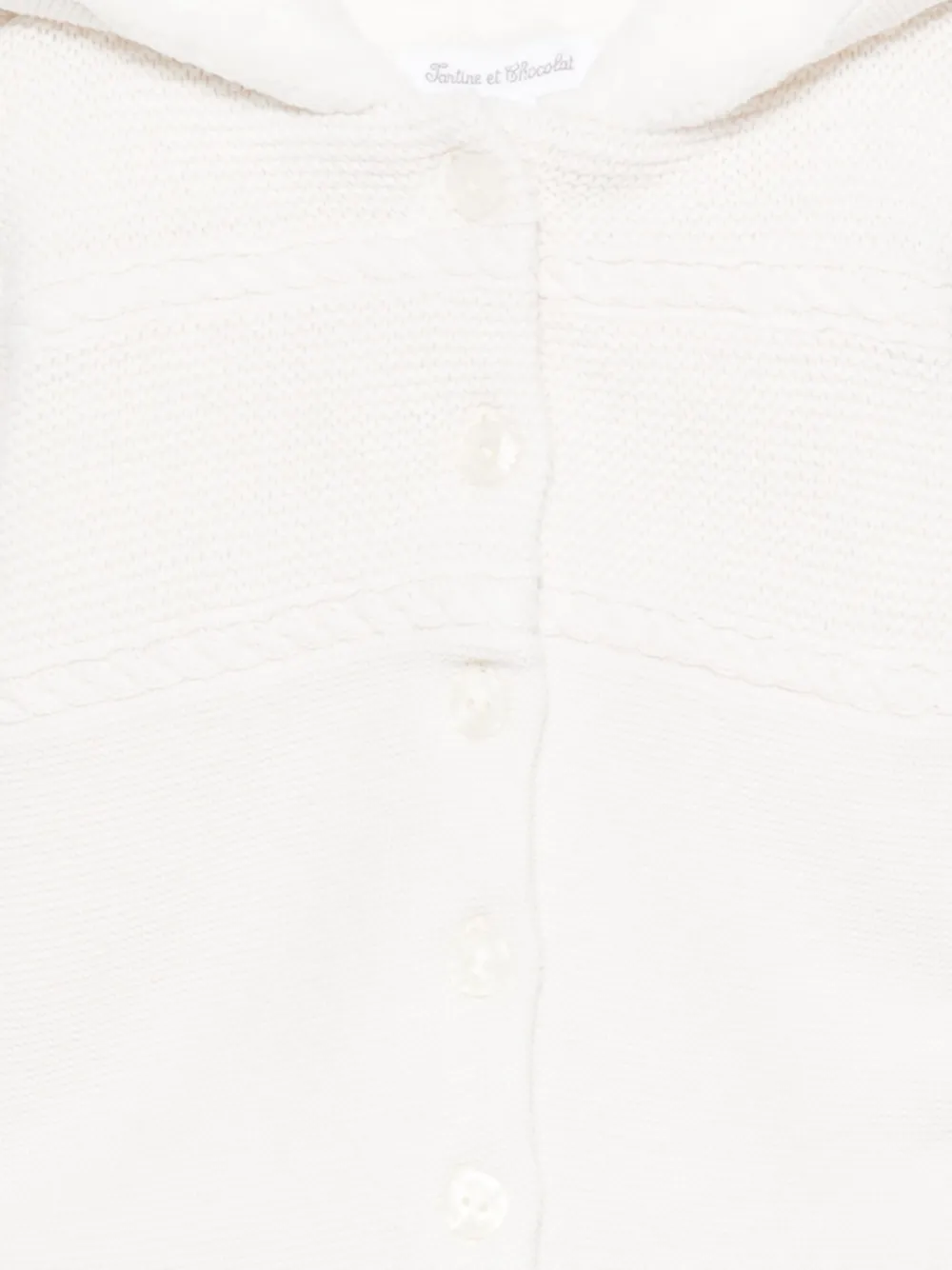 Tartine Et Chocolat Hooded Cable-knit Cardigan In White
