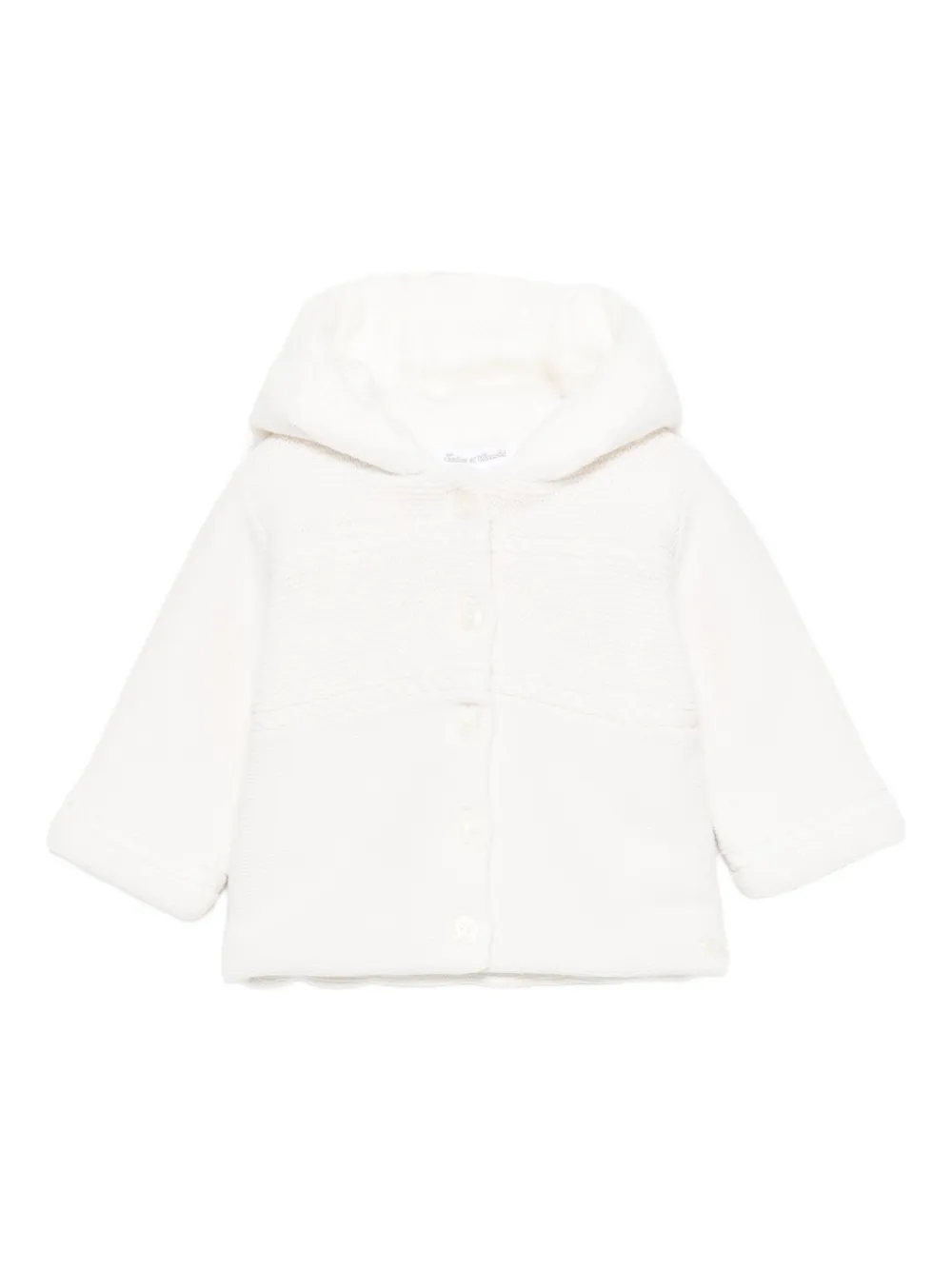 Tartine Et Chocolat Hooded Cable-knit Cardigan In White