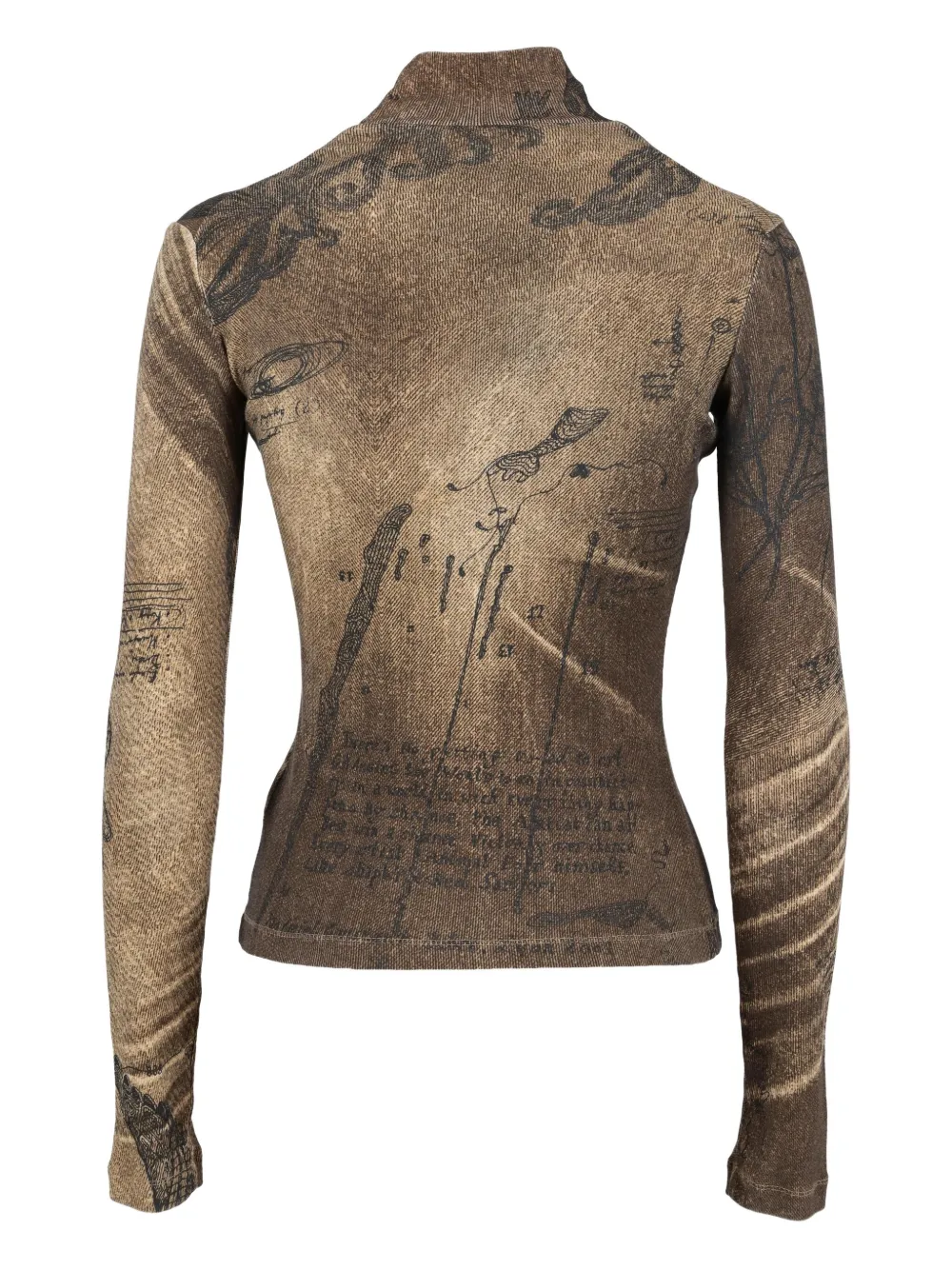 Pre-owned Just Cavalli Turtleneck Patterned Top In Brown