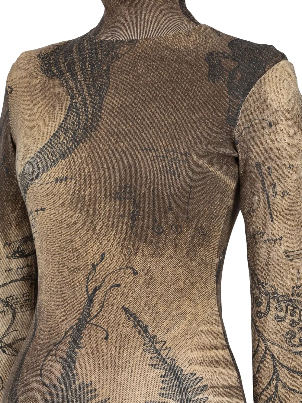 Pre-owned Just Cavalli Turtleneck Patterned Top In Brown