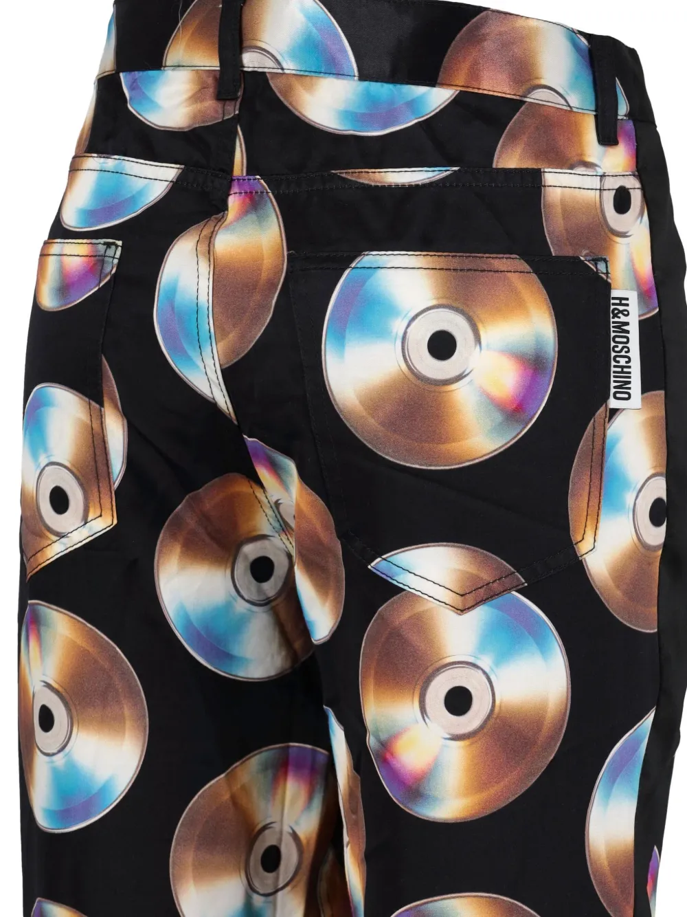 Pre-owned Moschino X H&m Discs-print Trousers (set Of Two) In Black