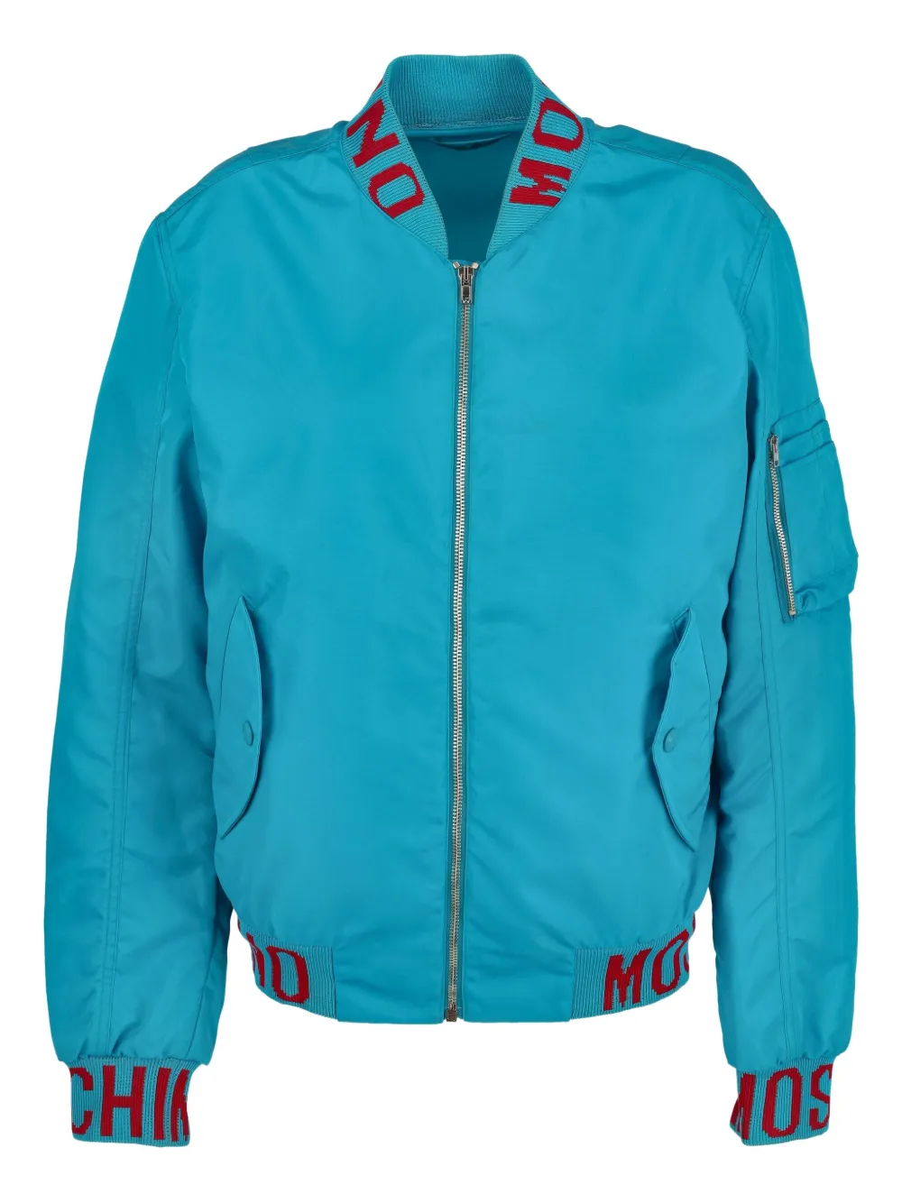 Moschino Pre-Owned logo-print bomber jacket | Blue | Image 1