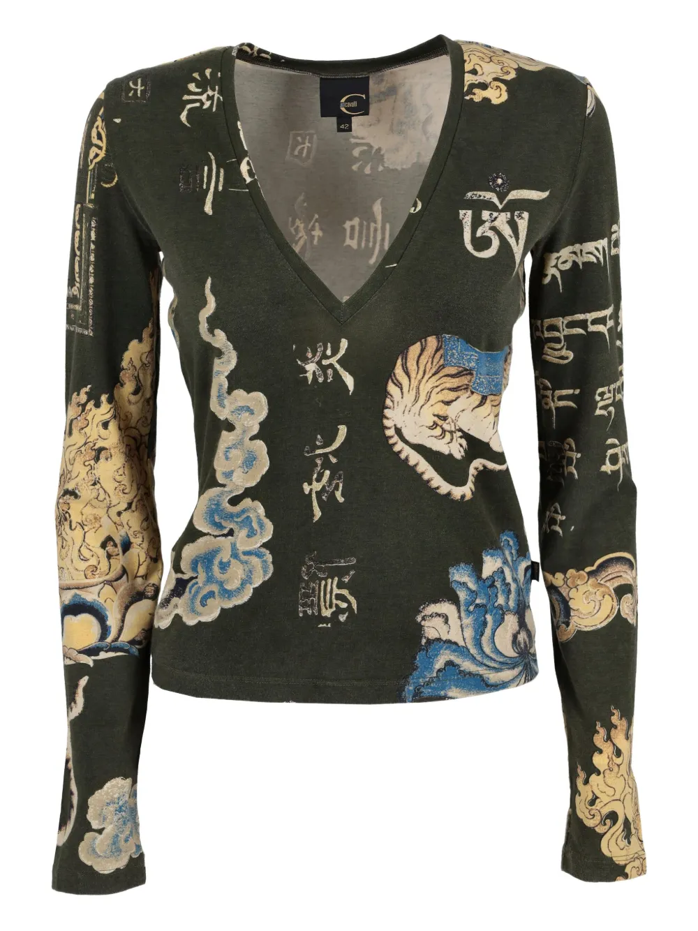 Just Cavalli Oriental トップ - グリーン Just Cavalli Oriental トップ - グリーン