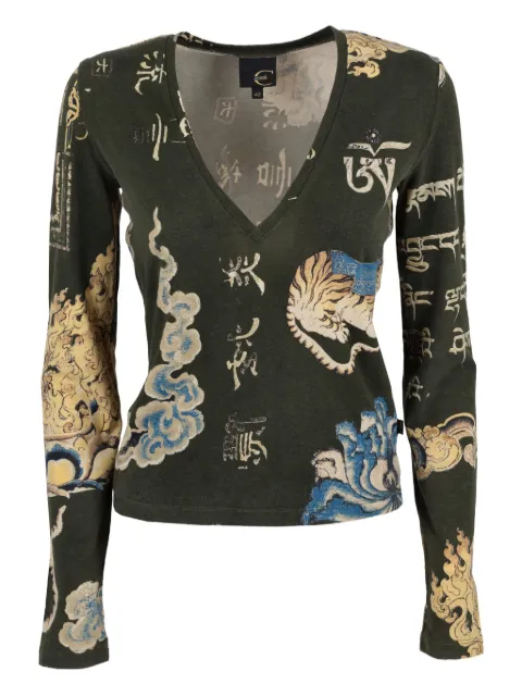 Just Cavalli Oriental-print top