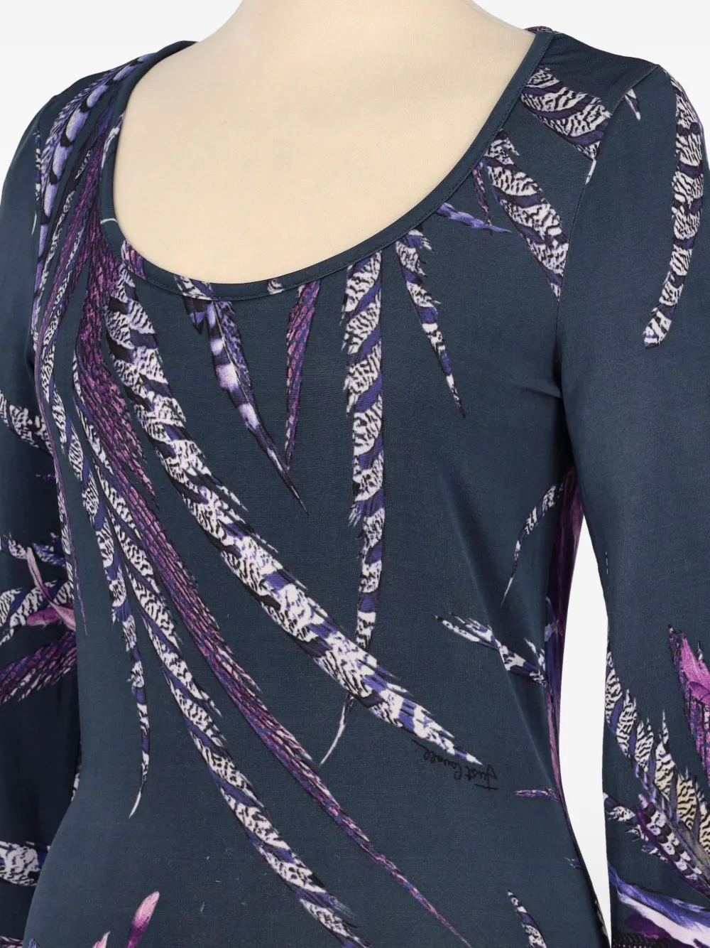 Pre-owned Just Cavalli Feather-print Top In Blue