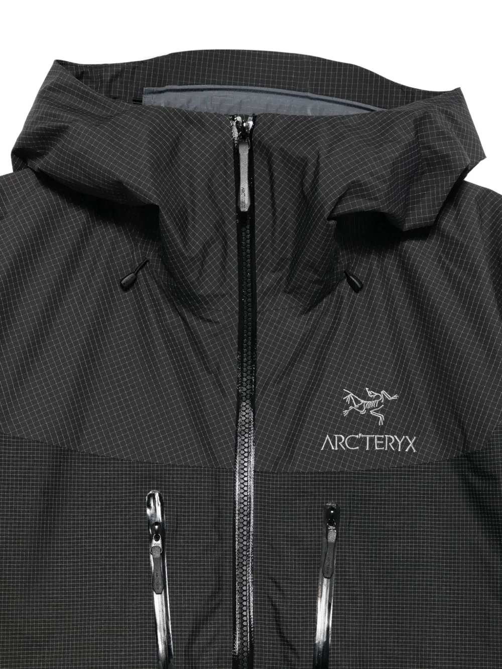 Arc'teryx Alpha Grid-pattern Hooded Performance Jacket In Black