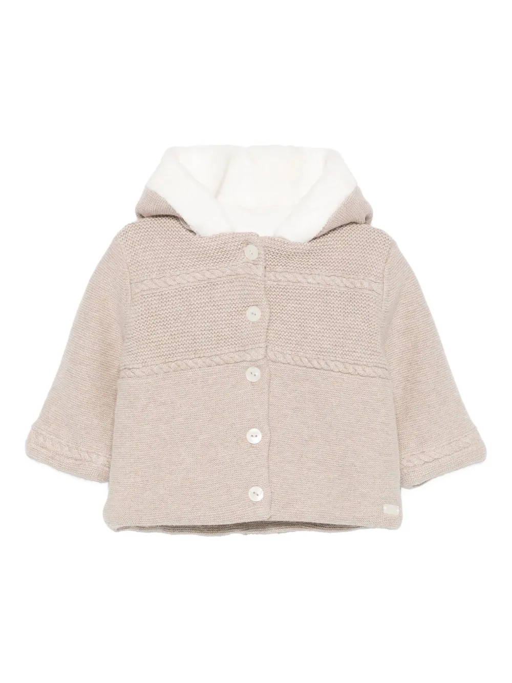 Tartine Et Chocolat hooded cable-knit cardigan | Neutrals | Image 1