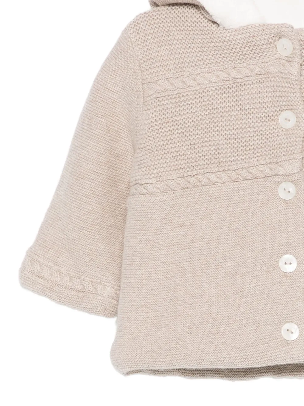 Tartine Et Chocolat Hooded Cable-knit Cardigan In Neutral