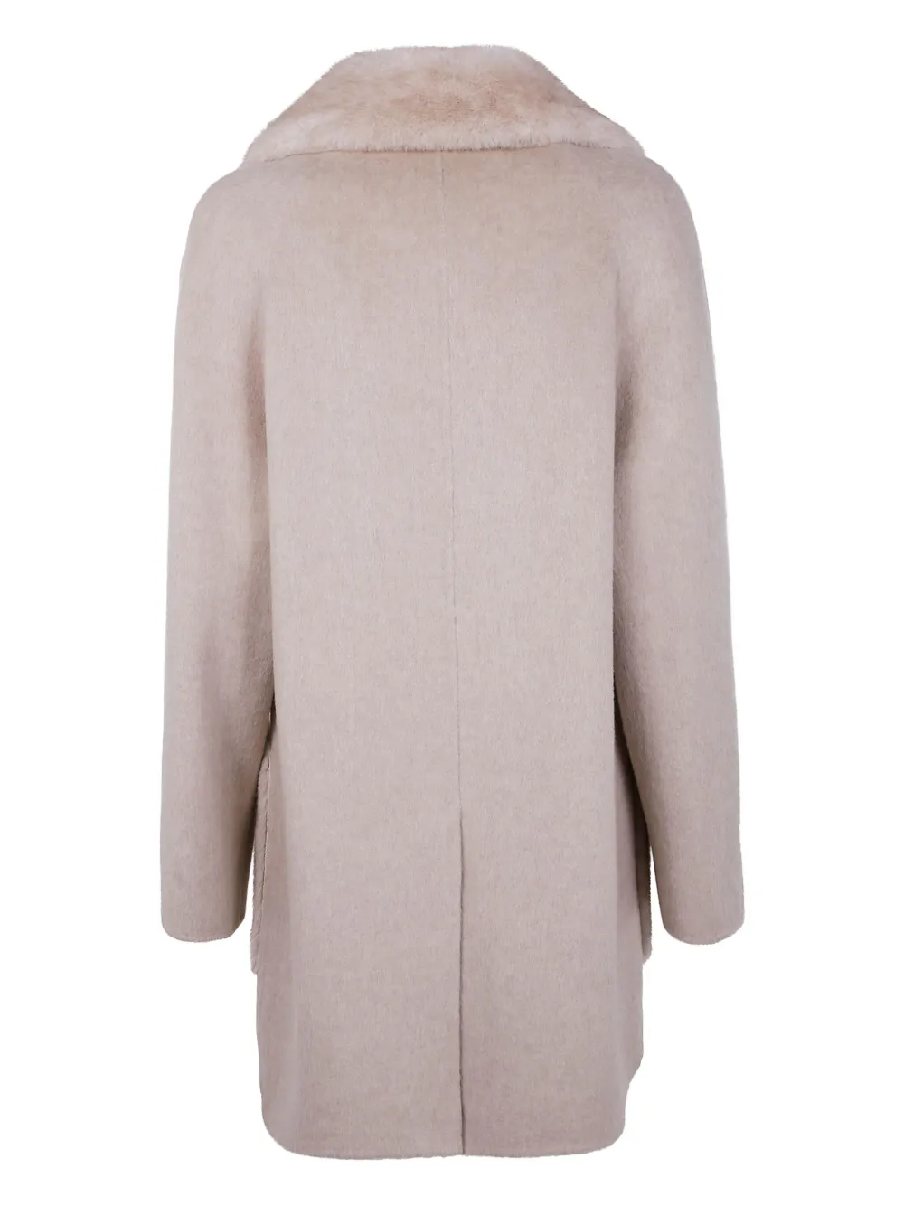 Valentini 1972 Faux-fur Trim Double-breasted Coat In Neutral