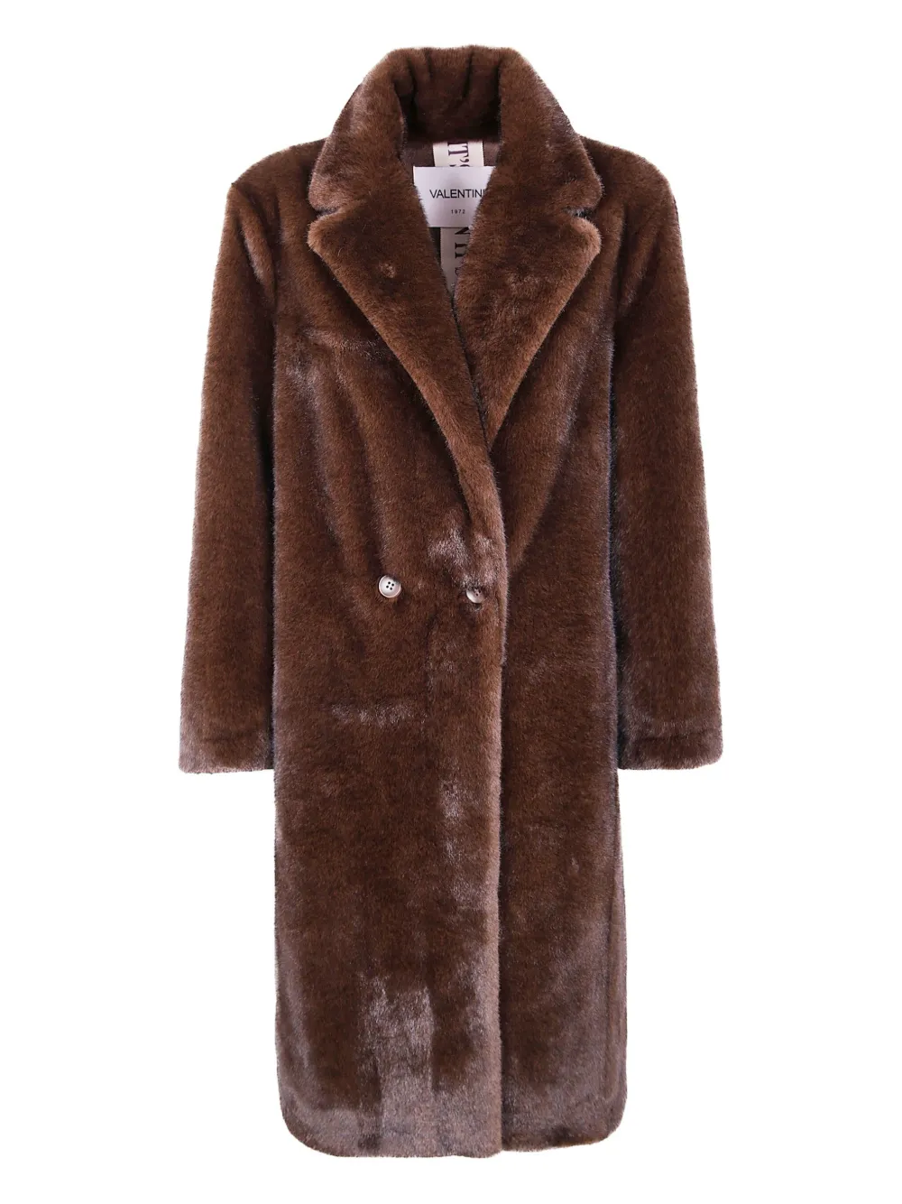 Valentini 1972 Double-breasted Faux-fur Coat In Brown