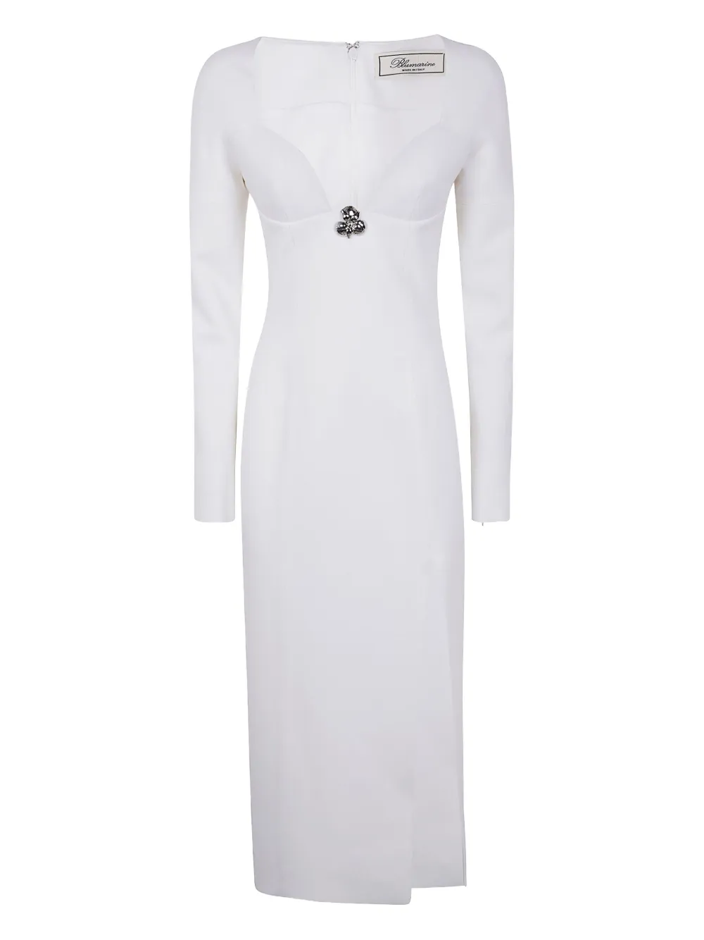 Blumarine V Neck Midi Crepe Double Dress In White