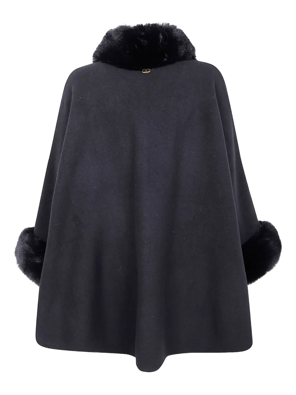 Twinset Faux-fur Trim Cape In Black