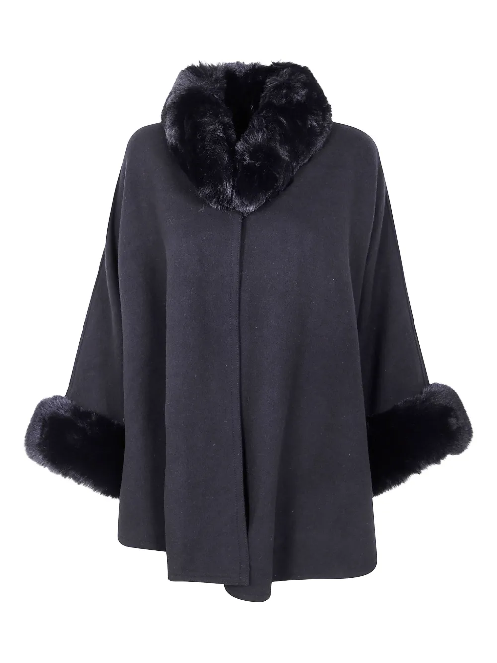 Twinset Faux-fur Trim Cape In Black