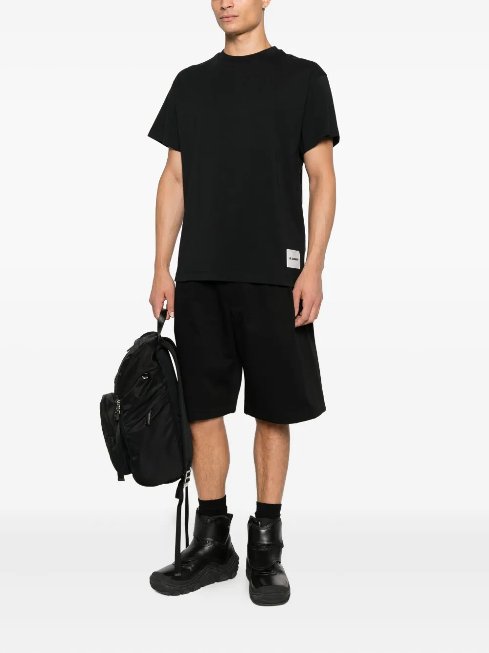 JIL SANDER+ Drie T-shirts met ronde hals - Zwart