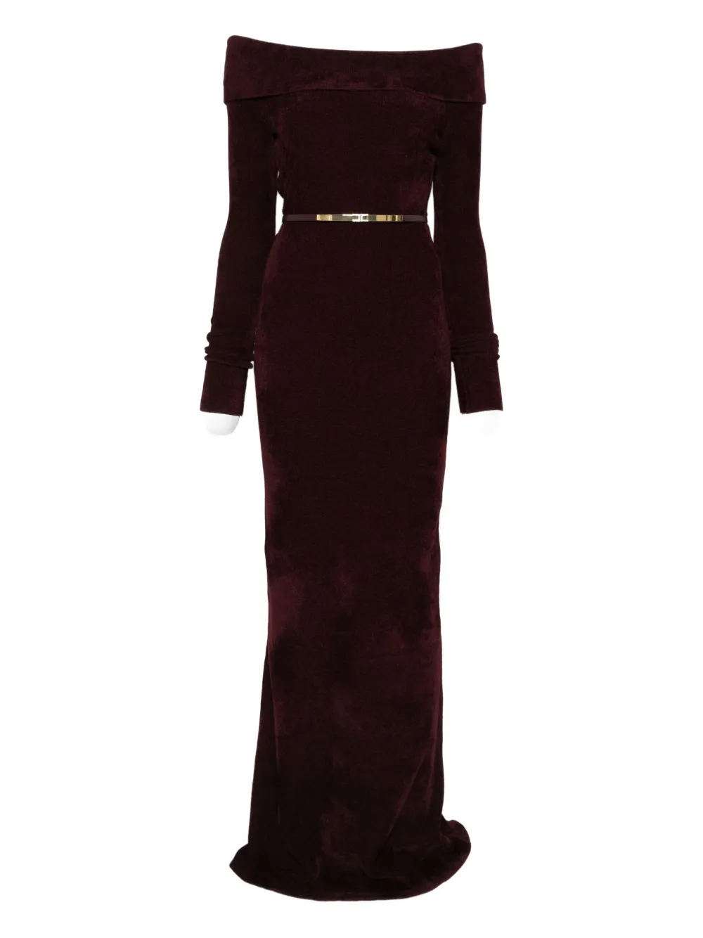 Elisabetta Franchi Off-the-shoulder Belted Dress In Red