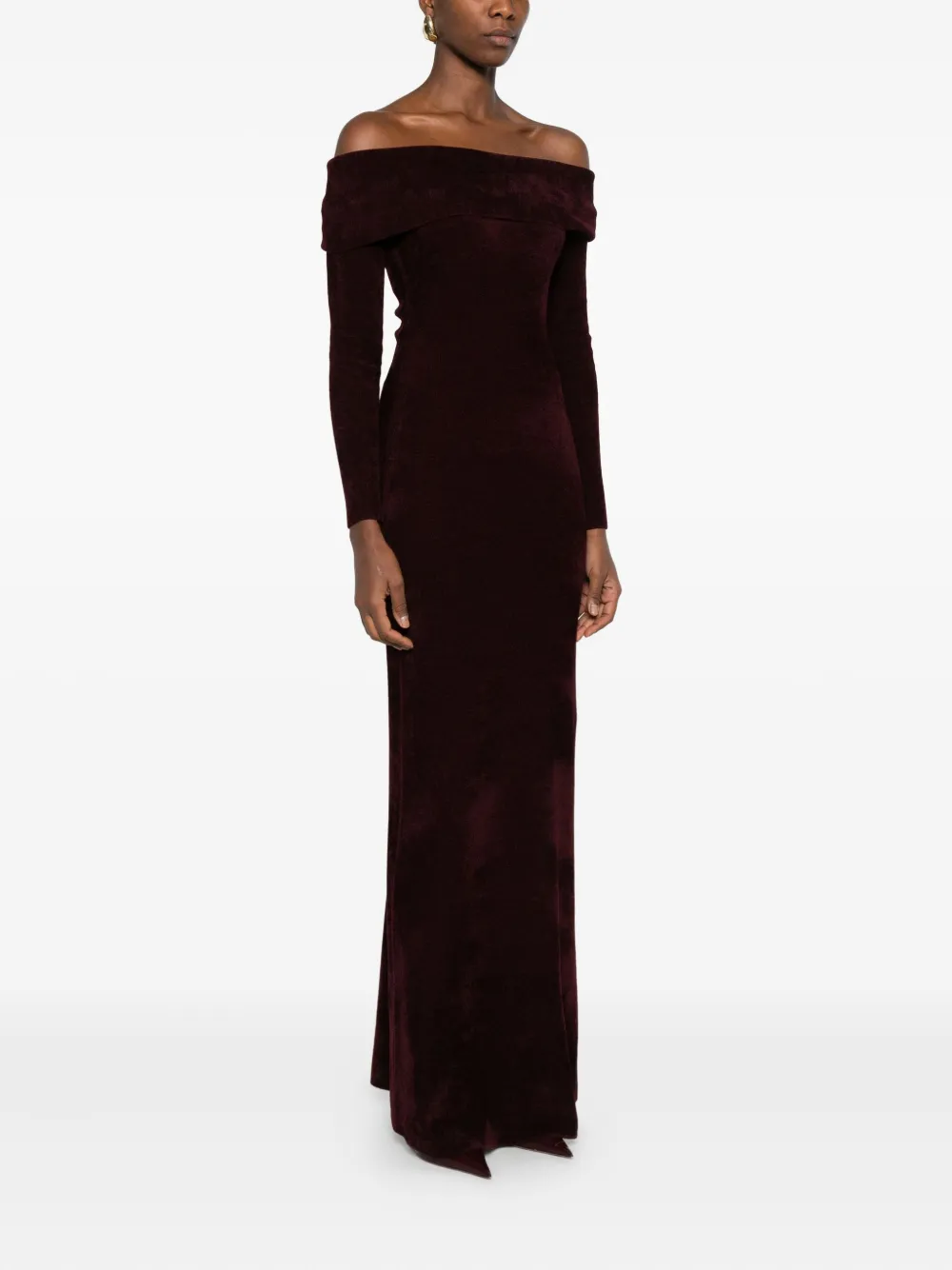 Elisabetta Franchi Off-the-shoulder Belted Dress In Red