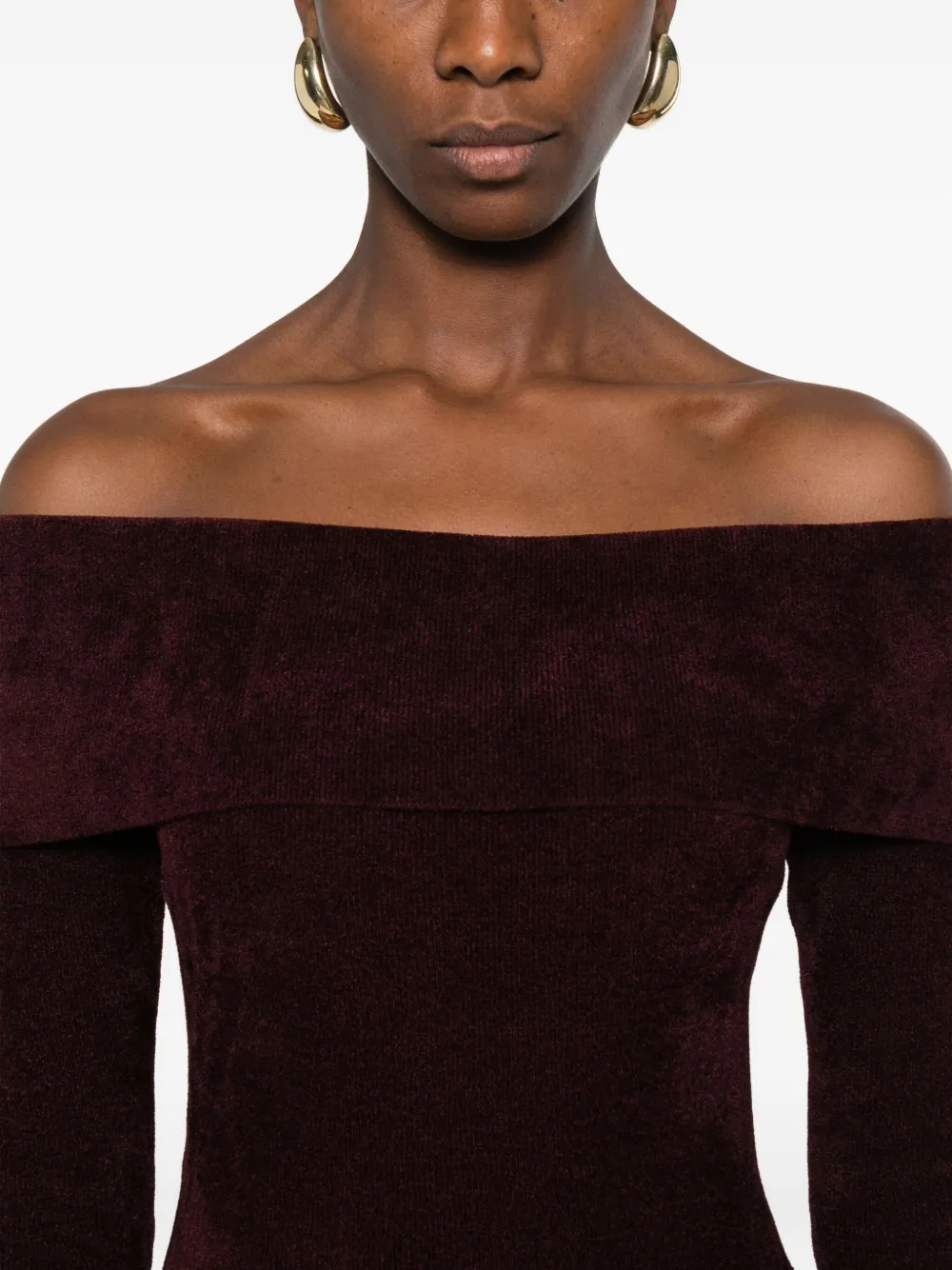 Elisabetta Franchi Off-the-shoulder Belted Dress In Red