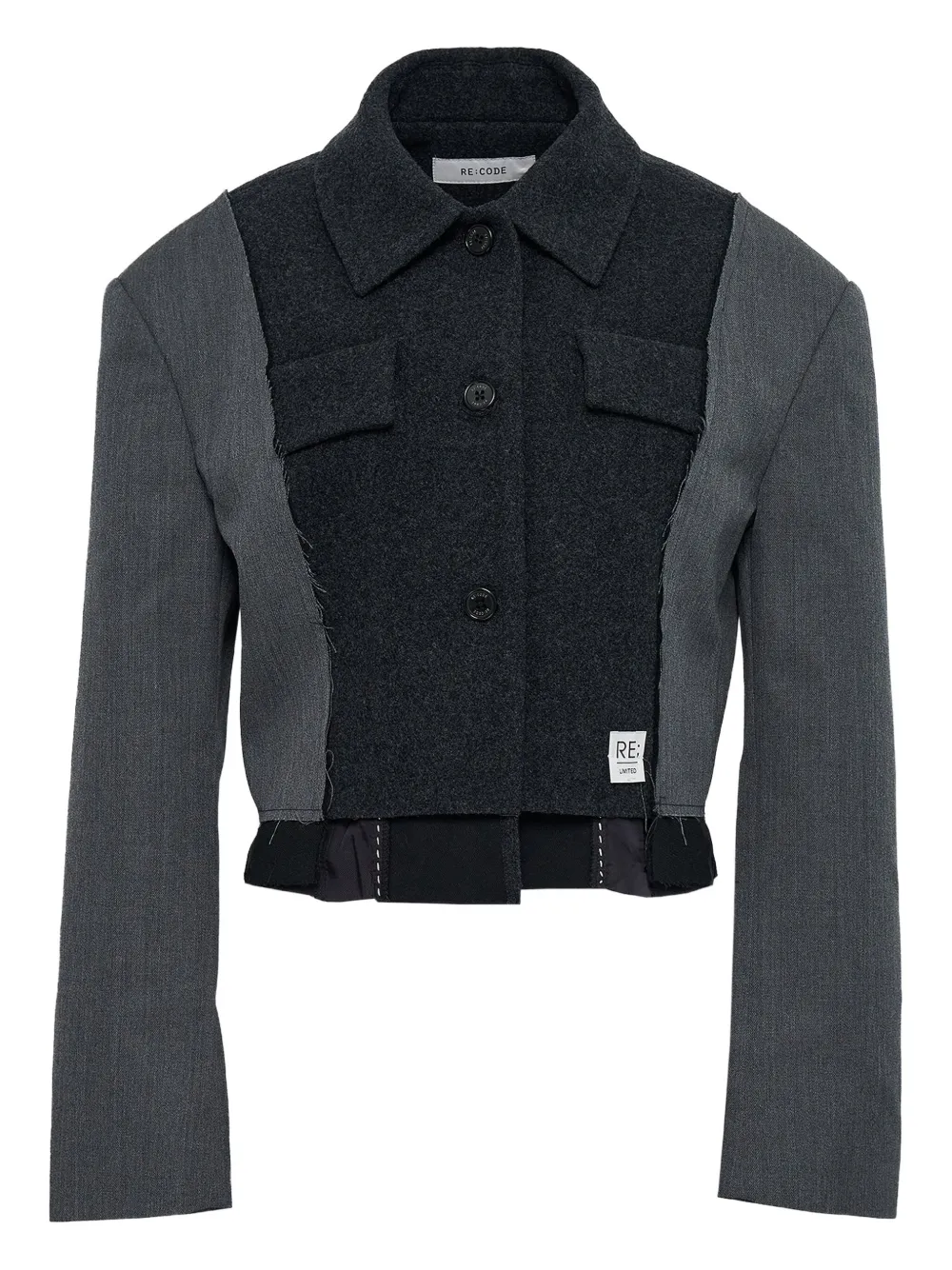 RE CODE panelled cropped jacket | Grey | Image 1