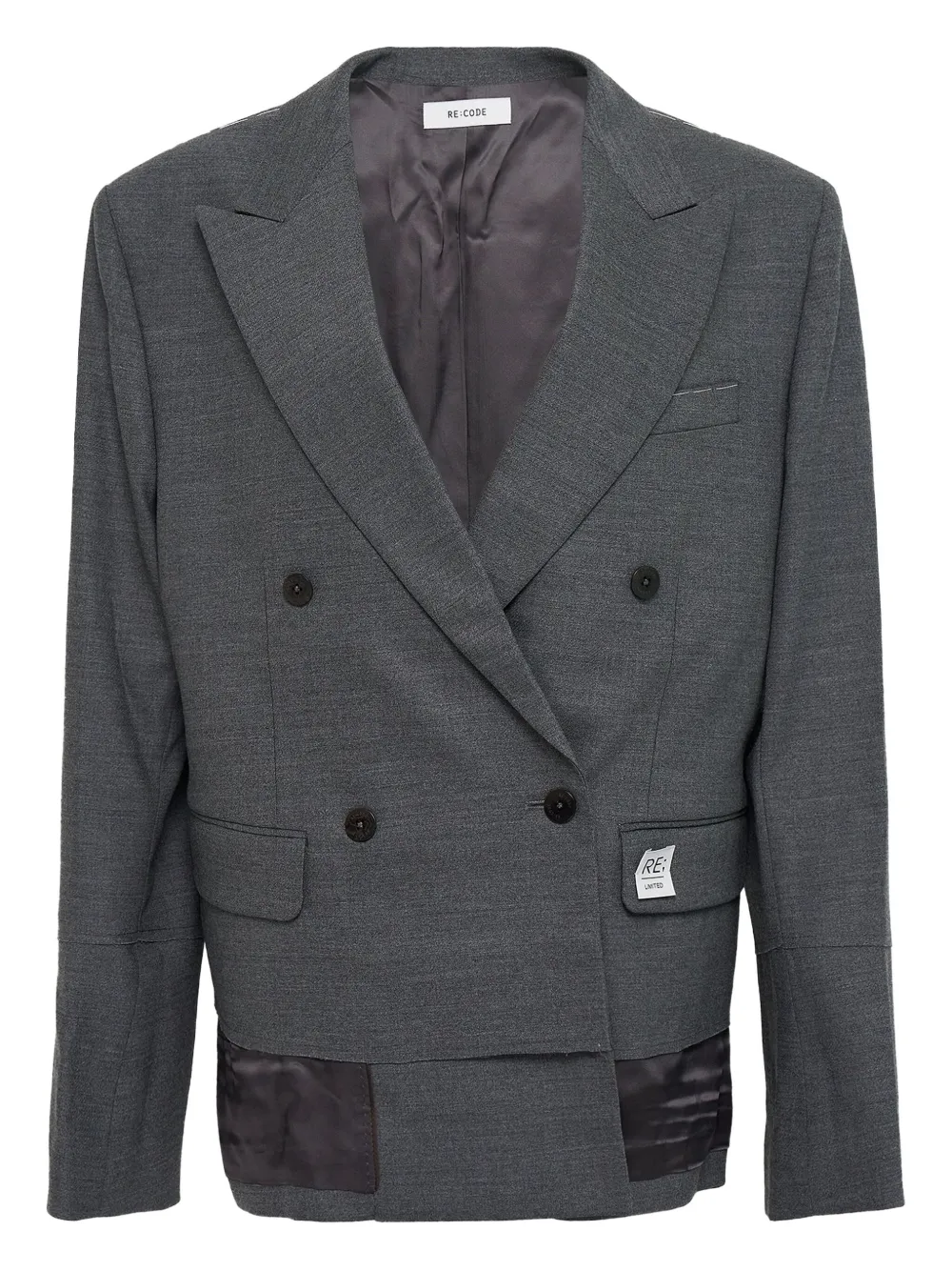 Re Code Double-breasted Blazer In Gray