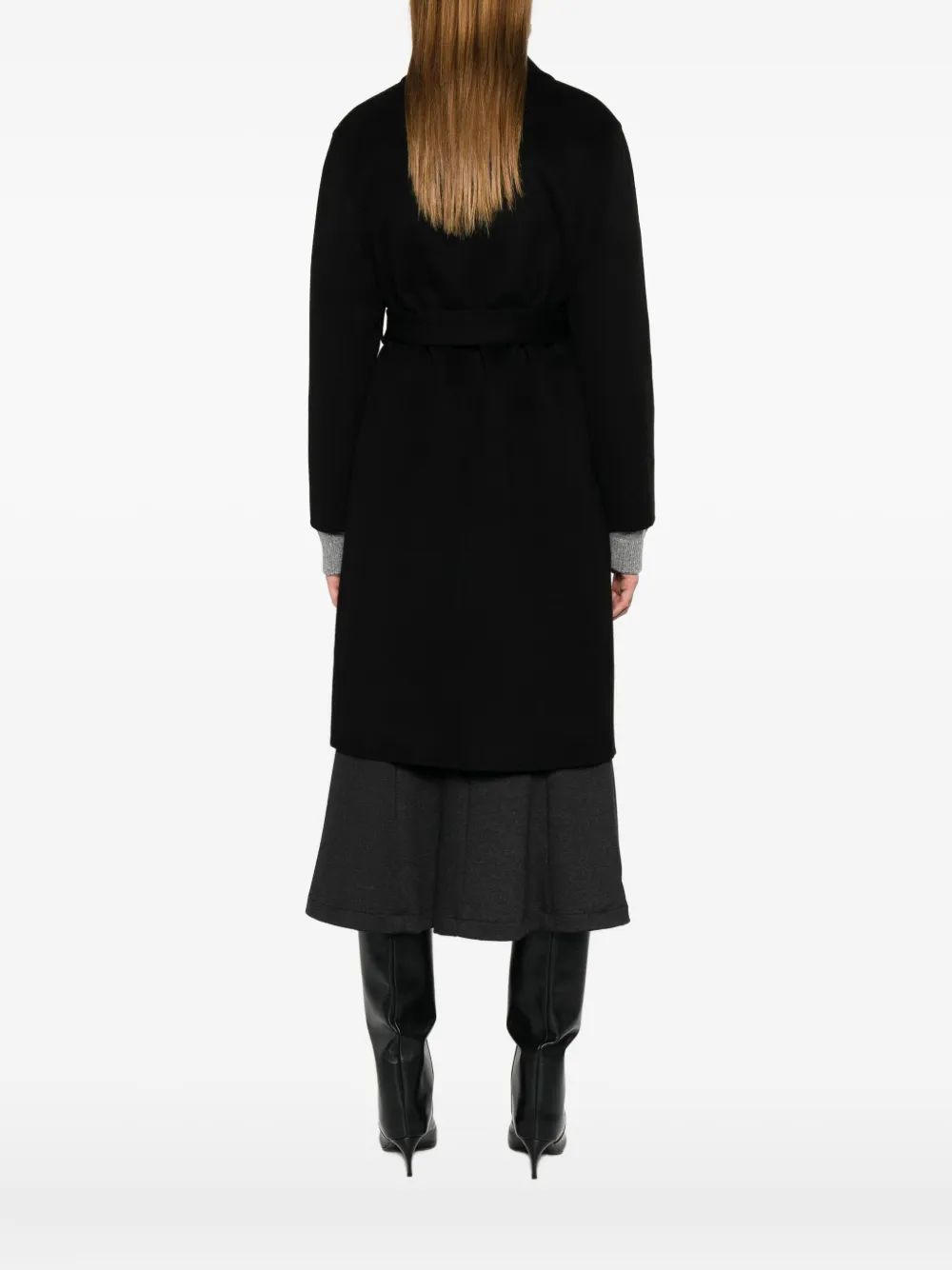 JOSEPH Wollen jas met ceintuur Zwart