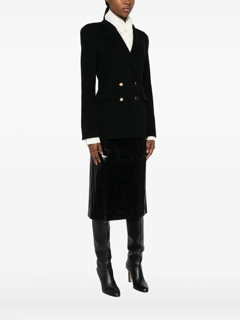 Gabriela Hearst Cashmere Double-breasted Fitted Jacket In Black