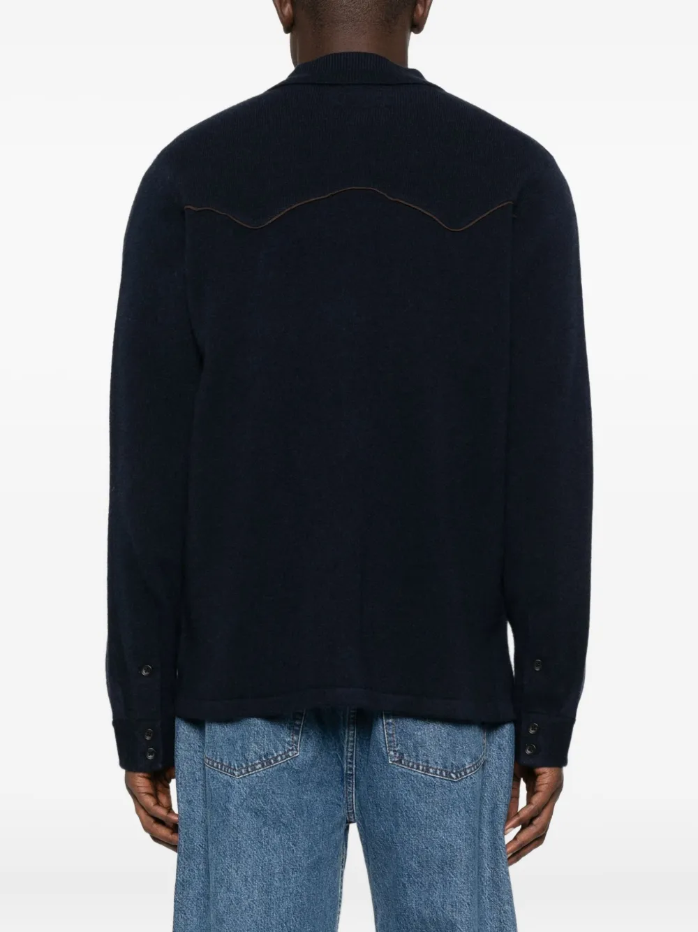 Guest In Residence Relaxed-fit Long-sleeve Cashmere Shirt With Subtle Piping In Black