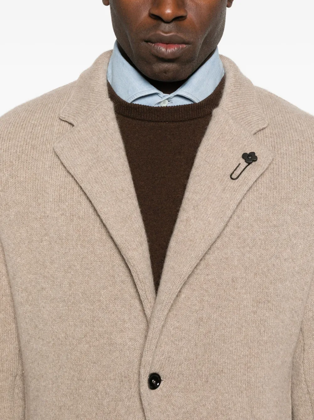 Lardini Patch-pockets Buttoned Blazer In Neutral
