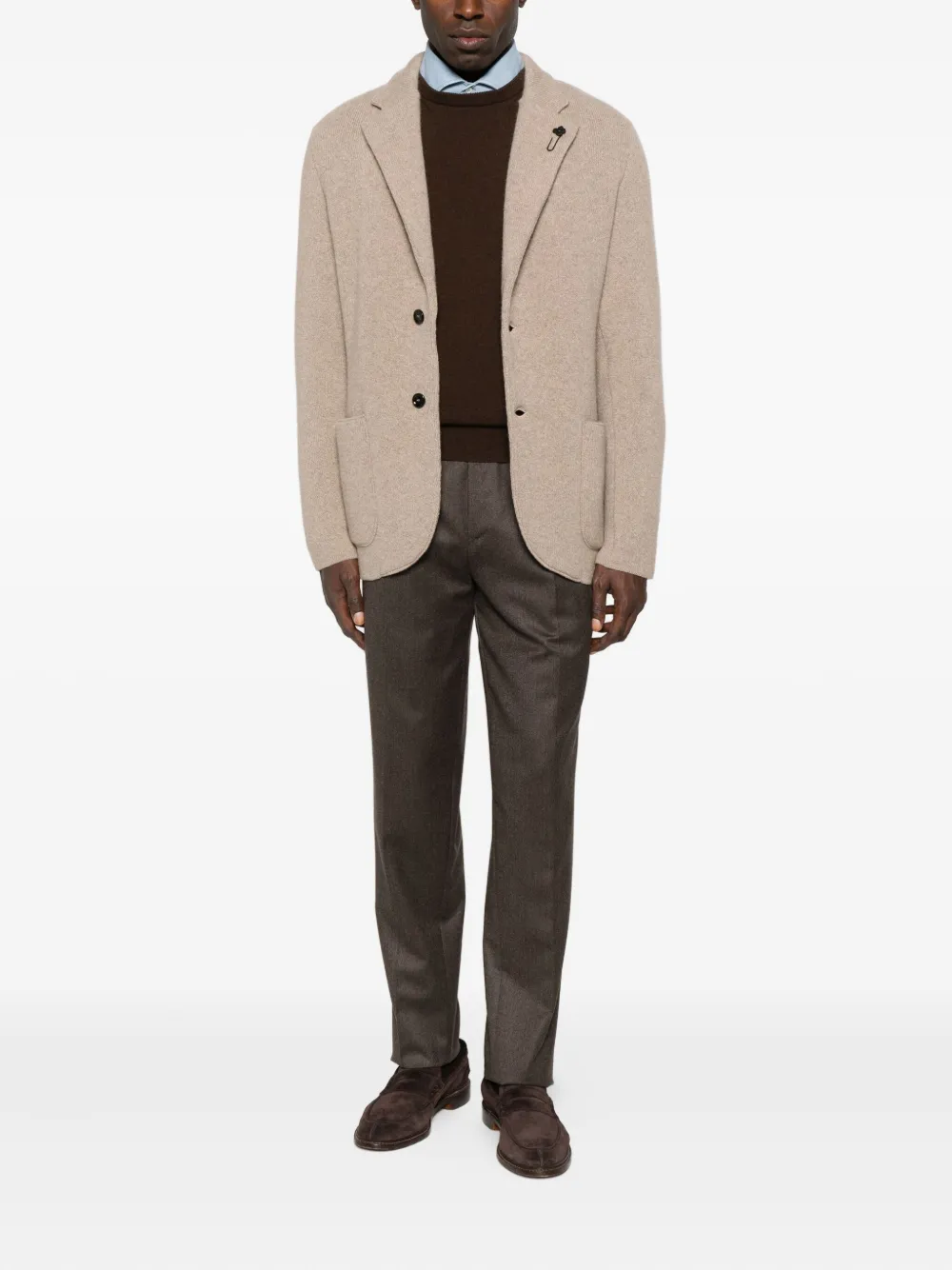 Lardini Patch-pockets Buttoned Blazer In Neutral