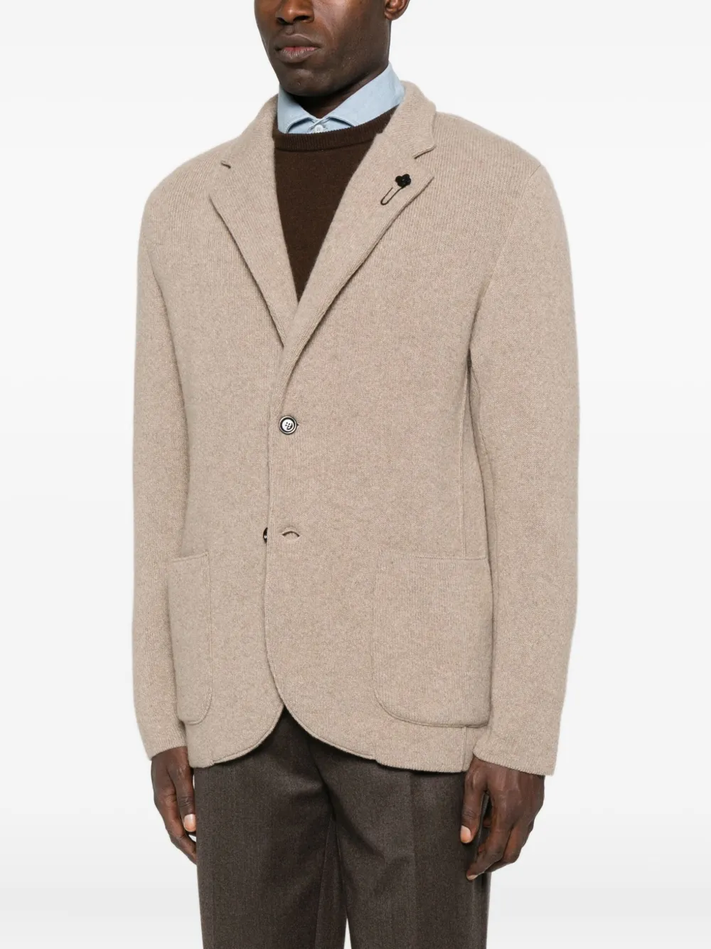 Lardini Patch-pockets Buttoned Blazer In Neutral