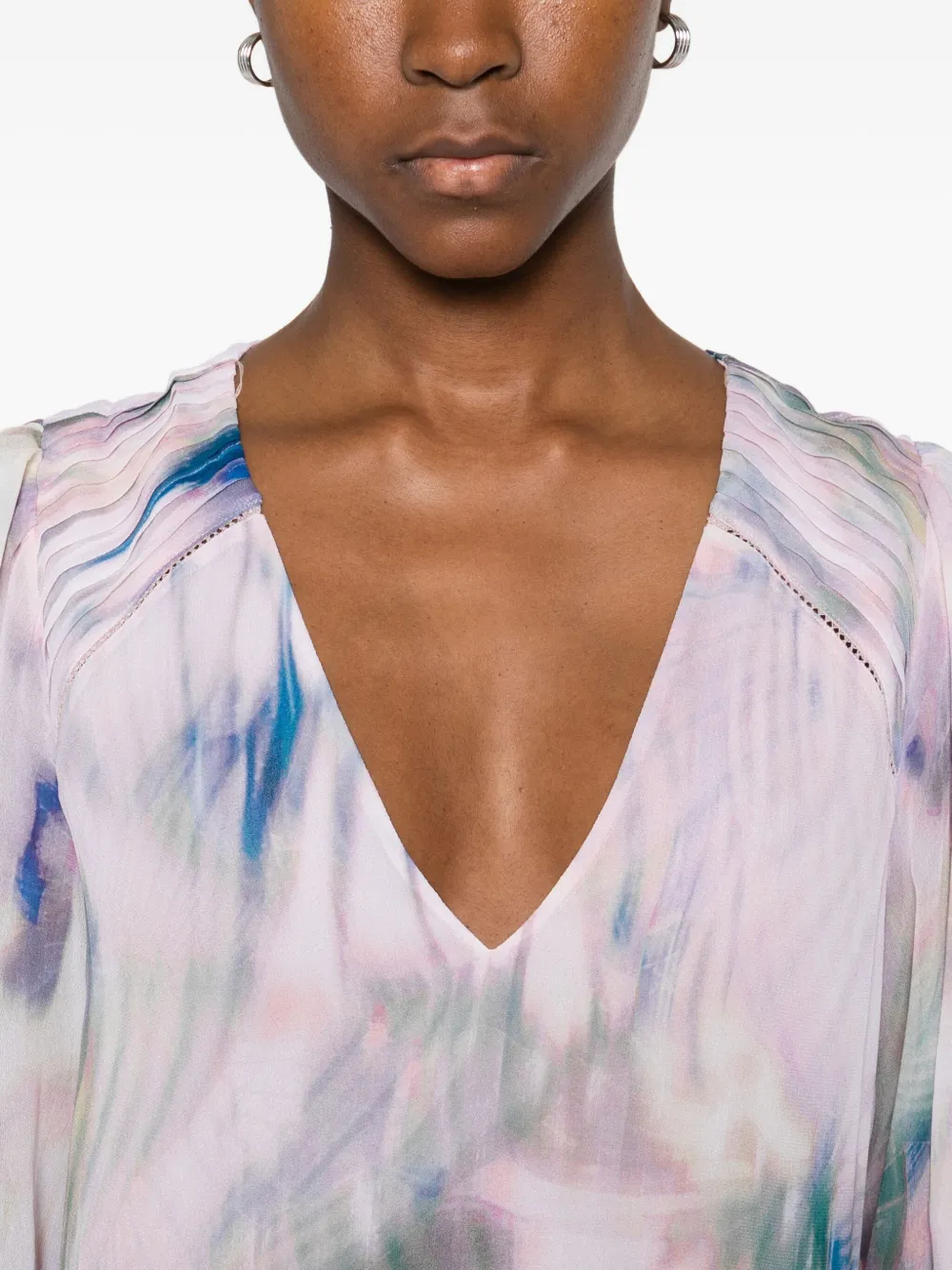 Hugo Boss Long-sleeve V-neck Midi Dress In Pink