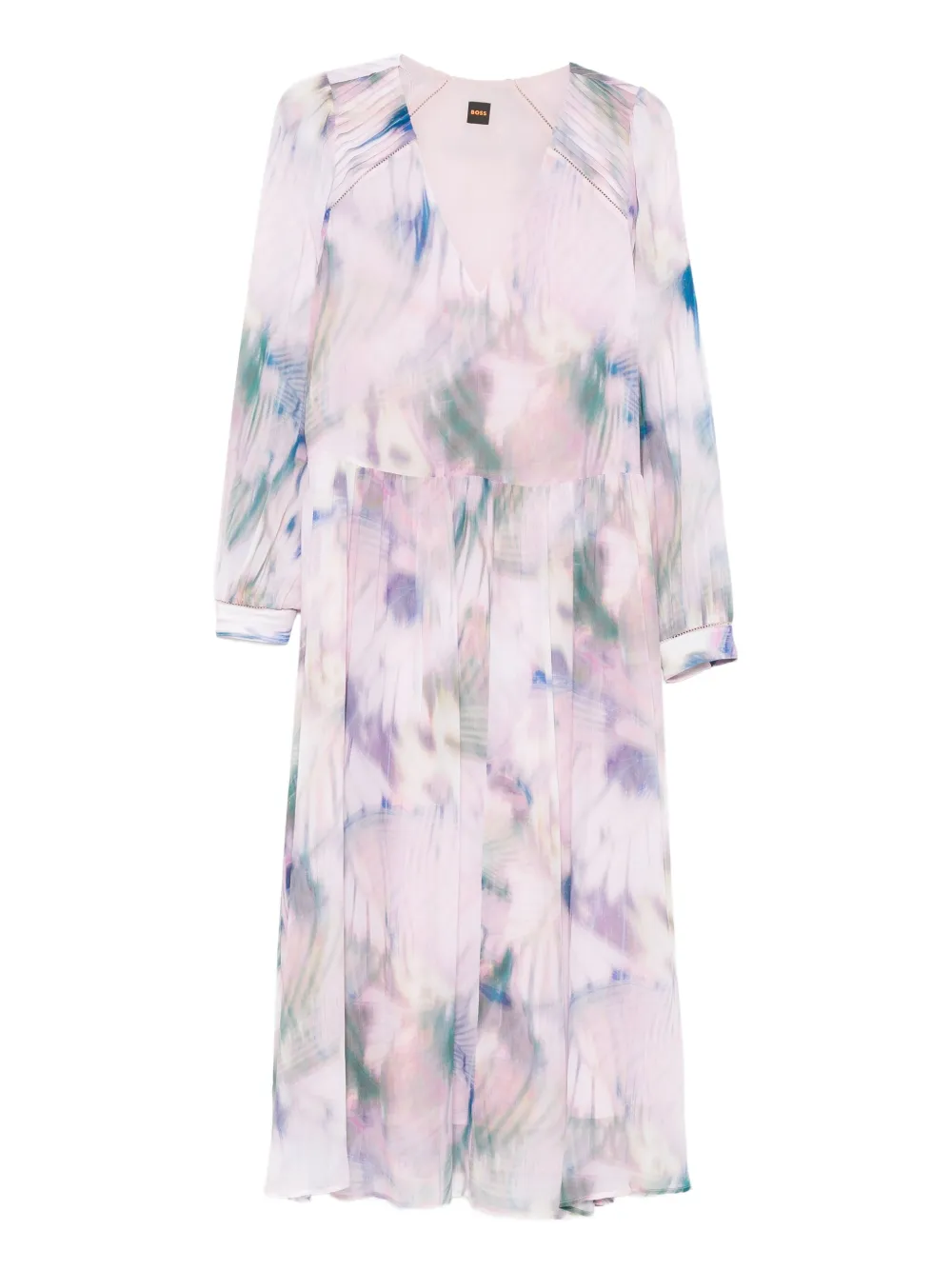 BOSS long-sleeve V-neck midi dress - ピンク BOSS long-sleeve V-neck midi dress - ピンク