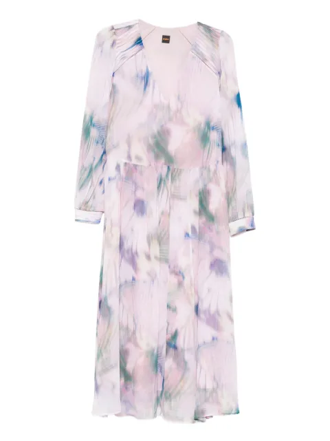 BOSS long-sleeve V-neck midi dress