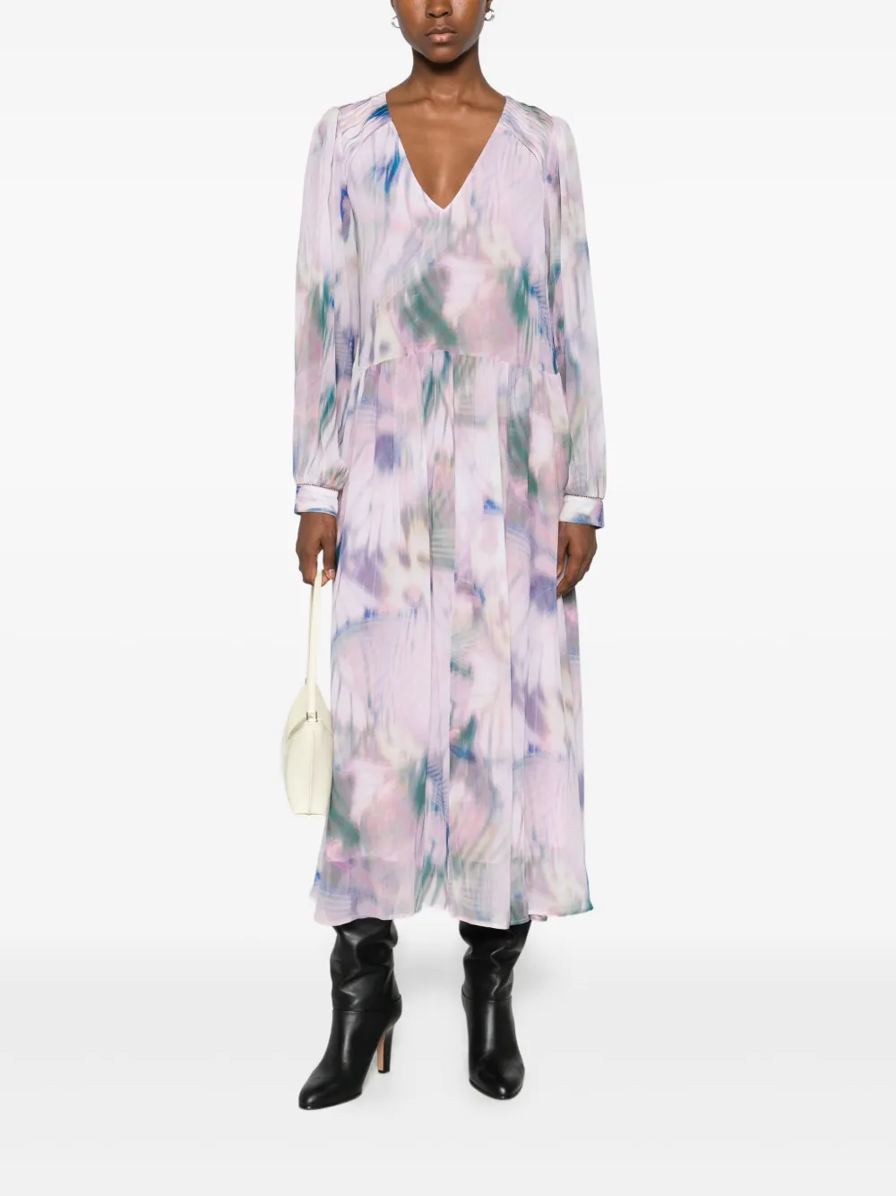 BOSS Midi-jurk met lange mouwen - Roze