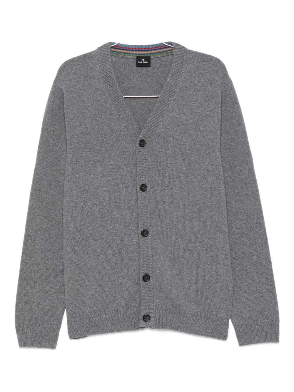 Ps By Paul Smith Grey Merino Wool Cardigan In Gray