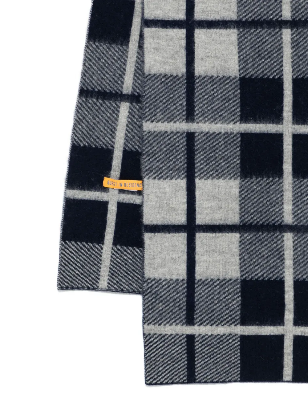 Guest In Residence Checked Wool Scarf In Gray