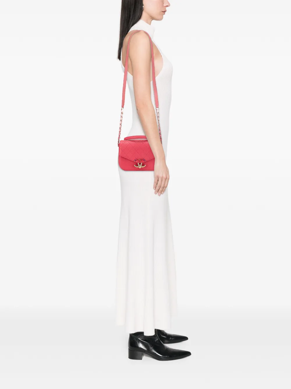 Pre-owned Chanel 2018 Small Caviar Paris Cuba Thread Around Flap Satchel In Pink