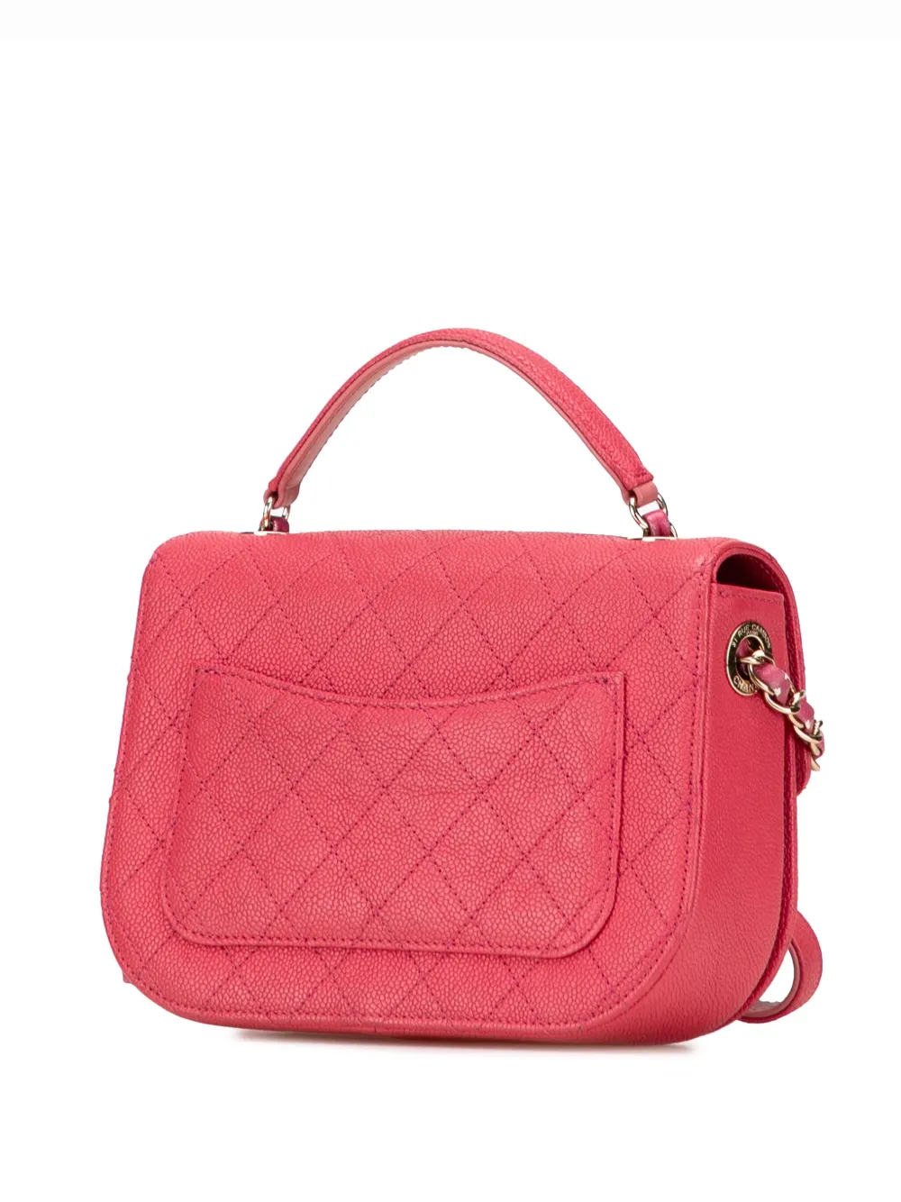 Pre-owned Chanel 2018 Small Caviar Paris Cuba Thread Around Flap Satchel In Pink