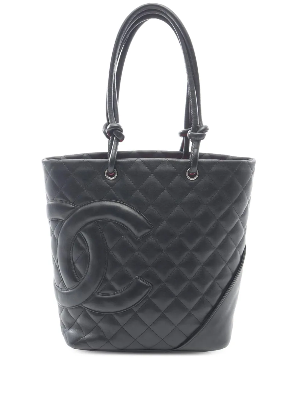 CHANEL Pre-Owned 2003-2004 ミディアムラムスキン カンボン ライン トートバッグ - ブラック CHANEL Pre-Owned 2003-2004 ミディアムラムスキン カンボン ライン トートバッグ - ブラック