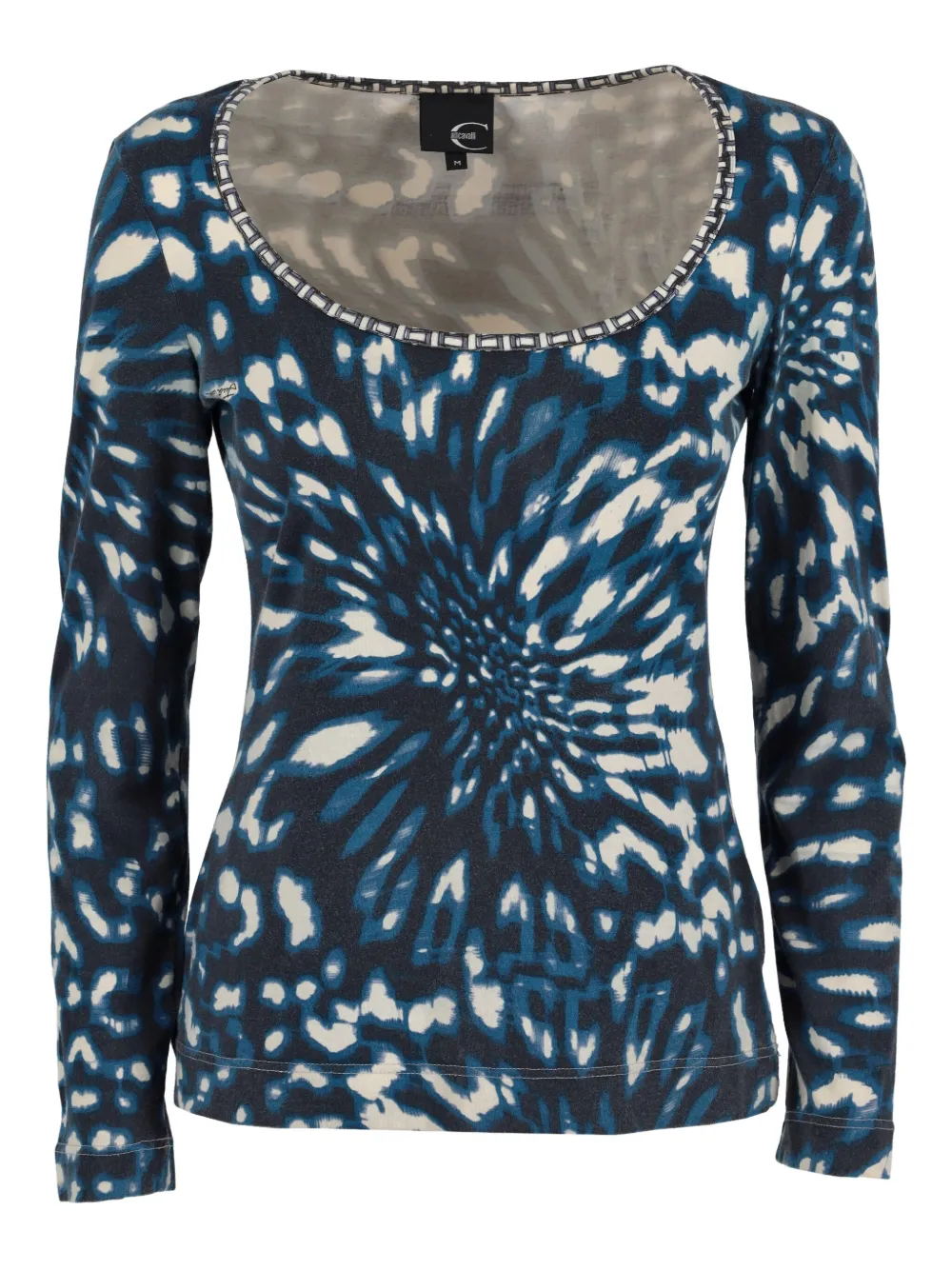 Pre-owned Just Cavalli Optical-print Top In Blue
