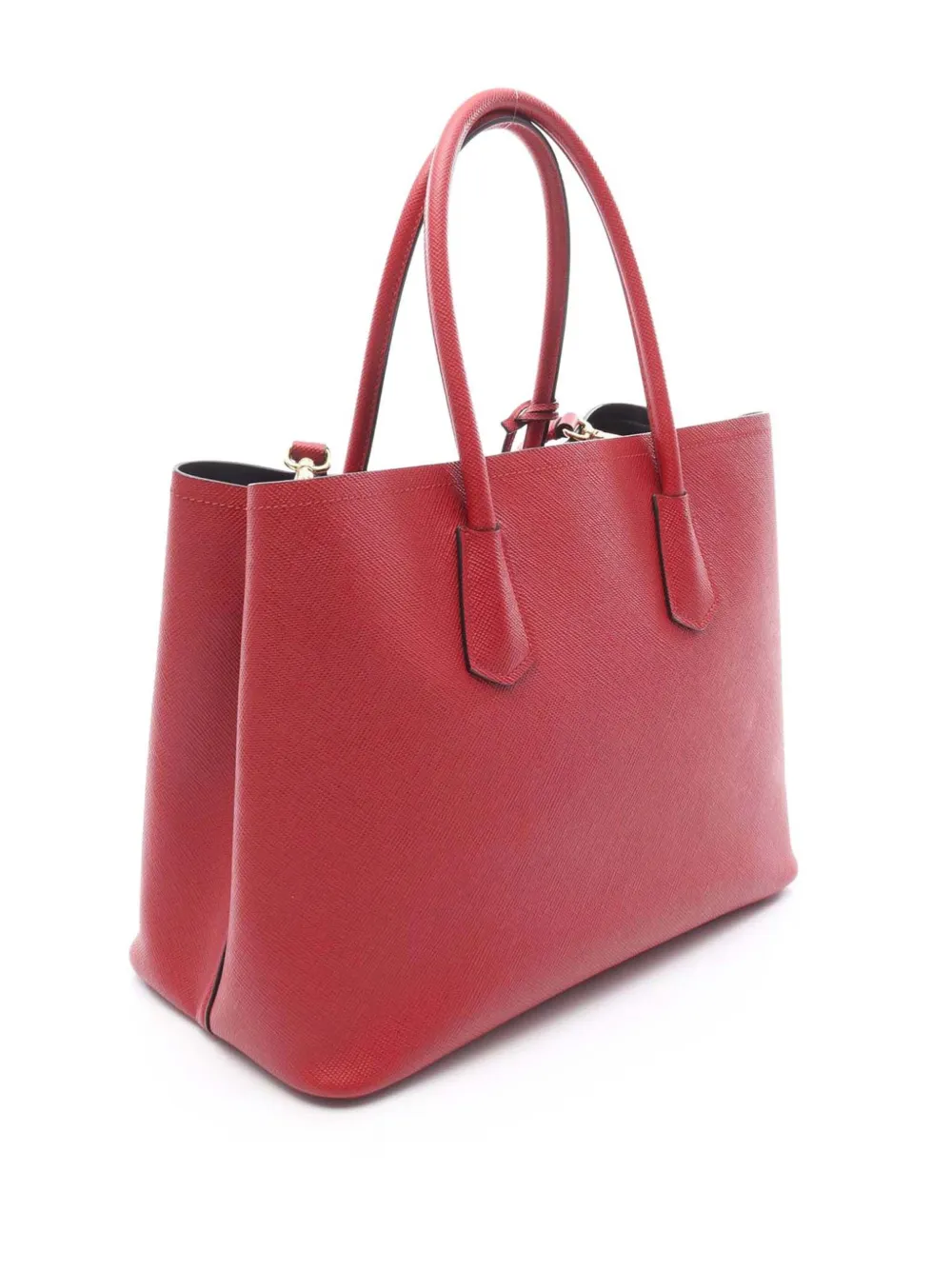 Pre-owned Prada 2010-2025 Medium Saffiano Cuir Double Satchel In Red