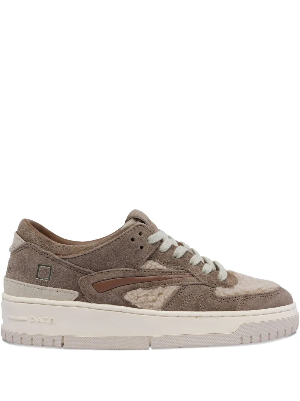 D.A.T.E. Torneo Teddy suede-leather sneakers Brown